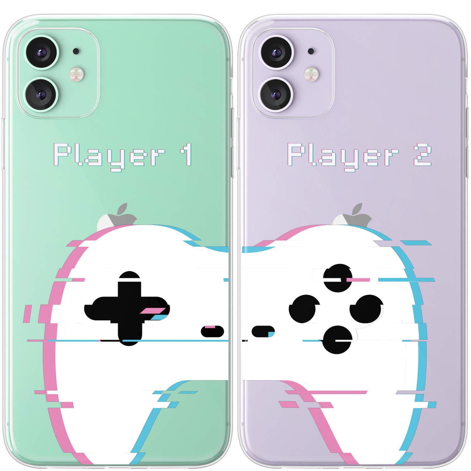 **iPhone 15 Pro Max 14 Plus 13 12 Mini 11 SE XS XR 8 7 Matching Silicone Cases - Cute Funny Geek Couple Protective Cover for Boyfriend & Best Friend - Perfect for Gaming, Travel & Everyday Use**