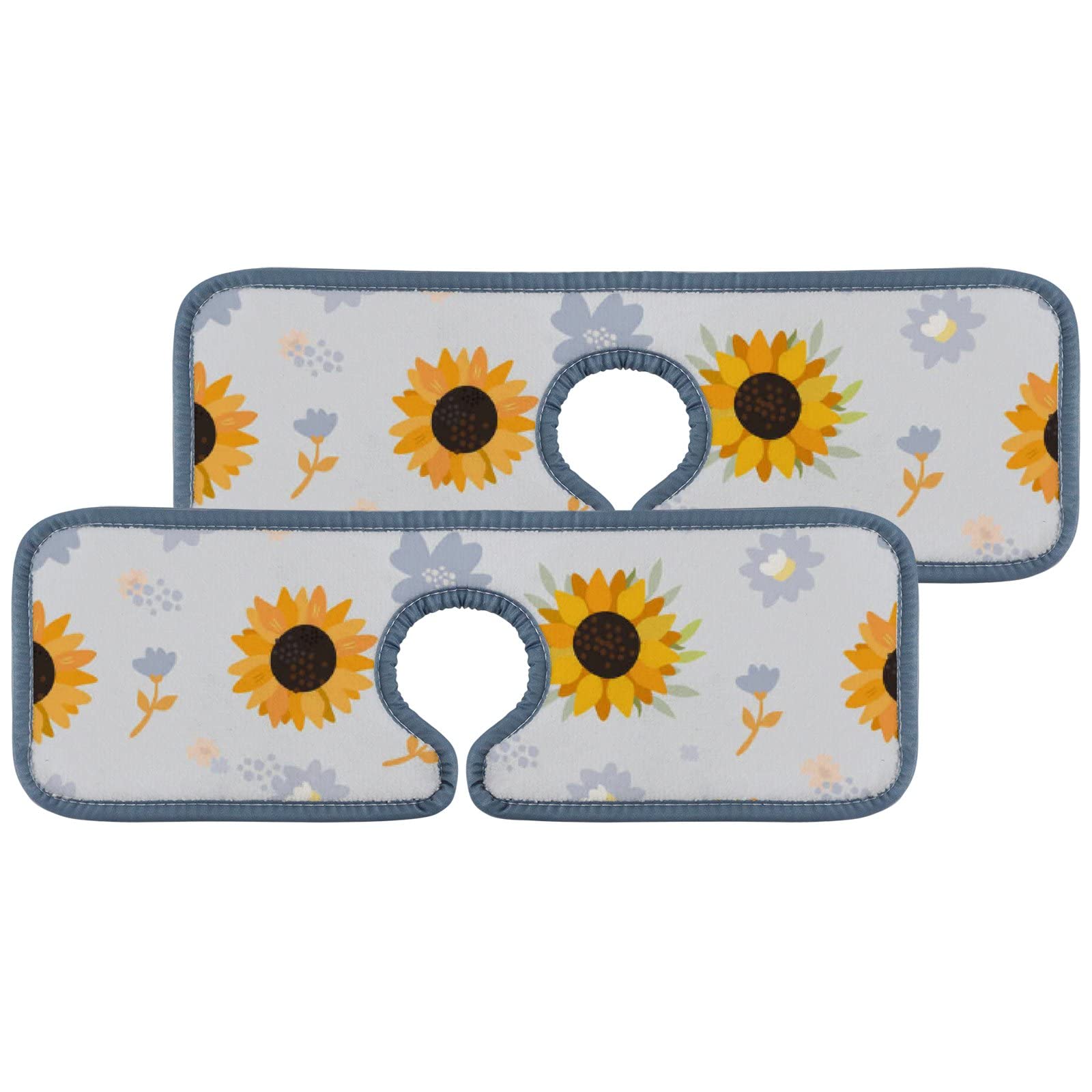 Blue Sunflower Sink Splash Guard - 3 Pack Absorbent Mats for Kitchen & Bathroom - RV & Countertop Use