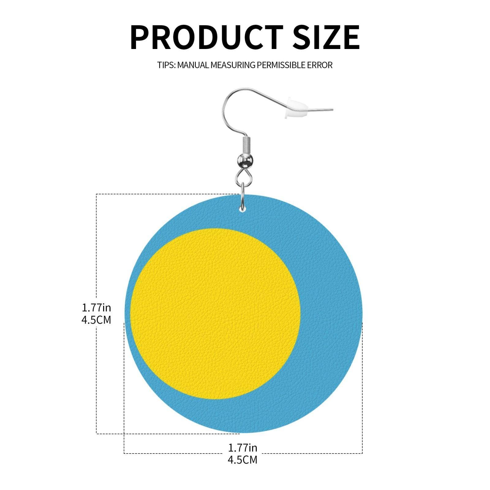 Stylish Round Palau Flag French Hook Drop Earrings for Women - Fashion Jewelry Gifts for Girls & Ladies - Perfect for Parties, Travel & National Pride Celebrations
