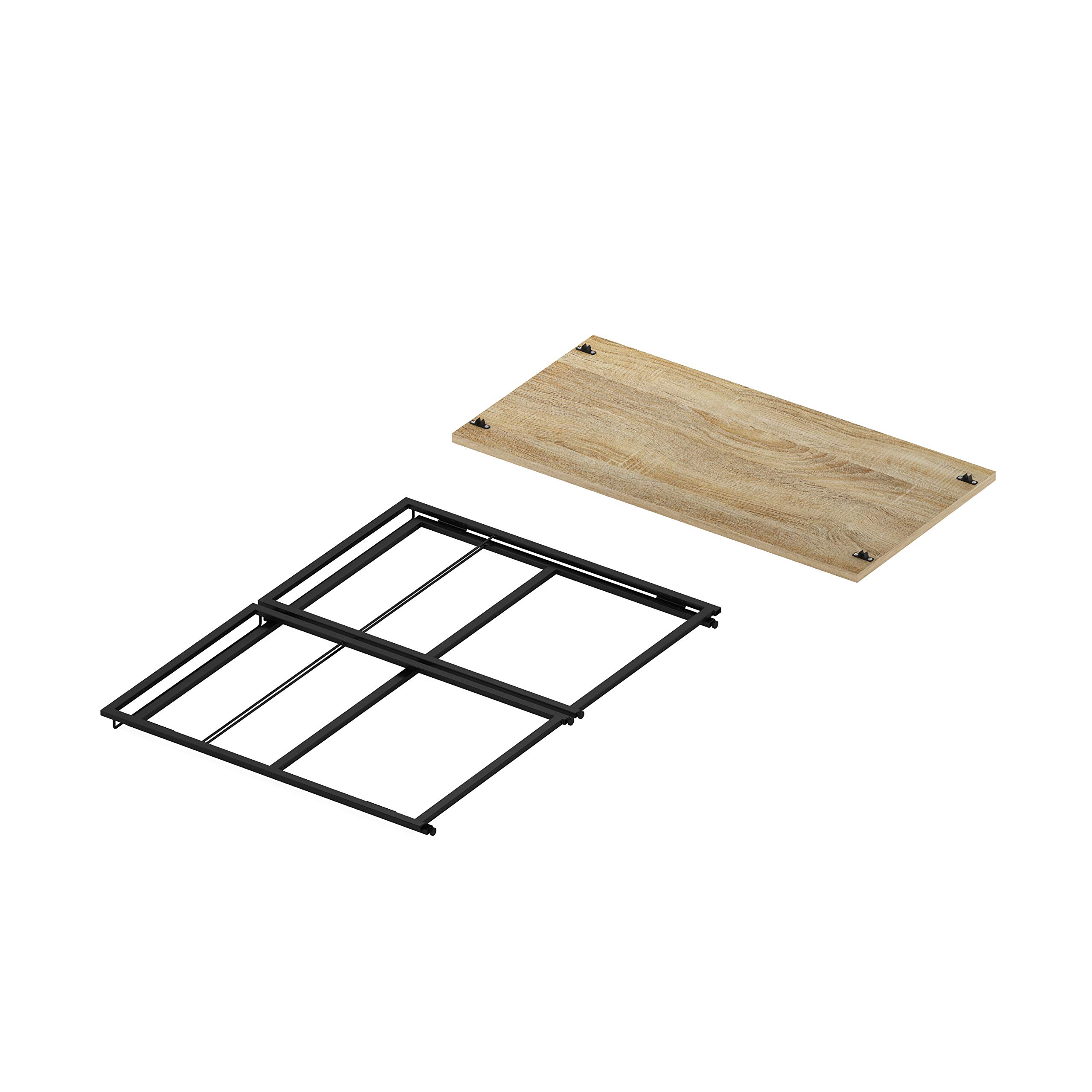 Furinno Riau No-Tool Assembly Folding Metal Computer Desk - 39 Inch, Sonoma Oak & Black Finish | Perfect for Home Office, Gaming & Small Spaces