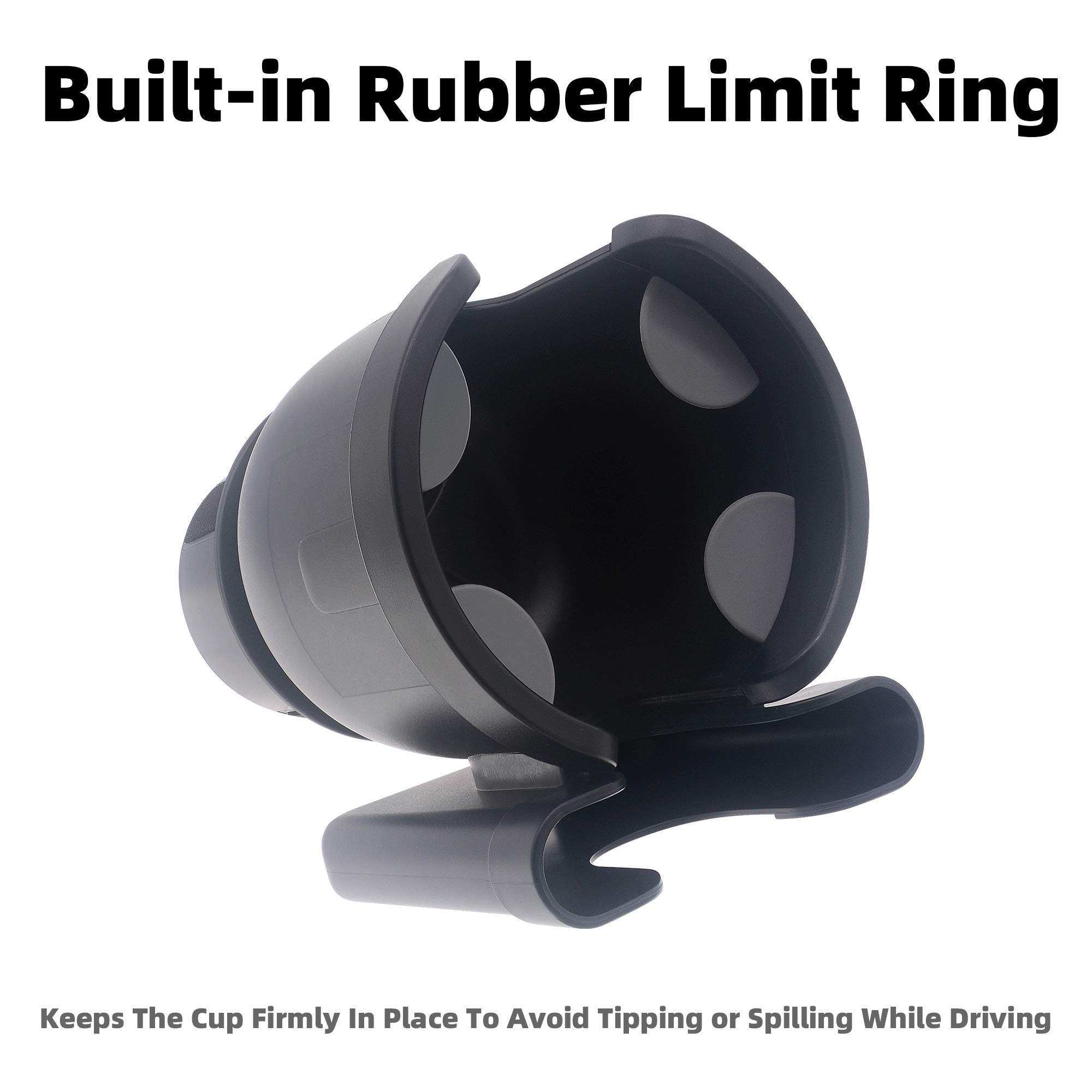 2 in 1 Car Cup Holder Expander & Phone Holder - Adjustable Base & Non-Slip Coaster for 17oz-18oz Coffee Mugs, Soda Cans, Water Bottles - Perfect for Road Trips, Commuting & Drive-Thru Beverages