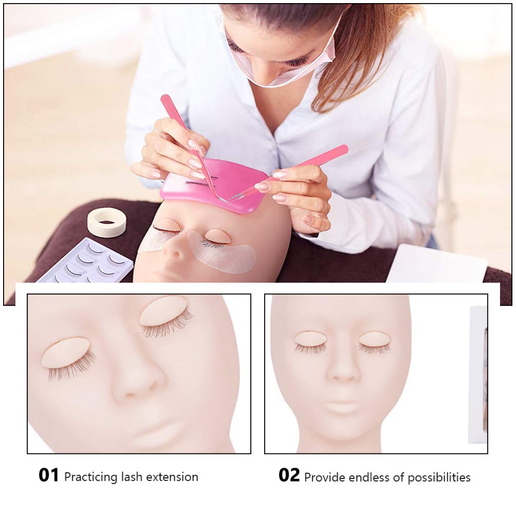 Minkissy Realistic Silicone Eyelash Training Head Model - Pink Makeup Mannequin Head for Grafting, Eyelash Practice & Beauty Training | Perfect for Salon Professionals & DIY Lash Artists