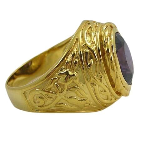 Lily Amethyst Yellow Gold Bishop Ring - Elegant Purple Gemstone Jewelry for Women | Perfect for Weddings, Parties & Special Occasions