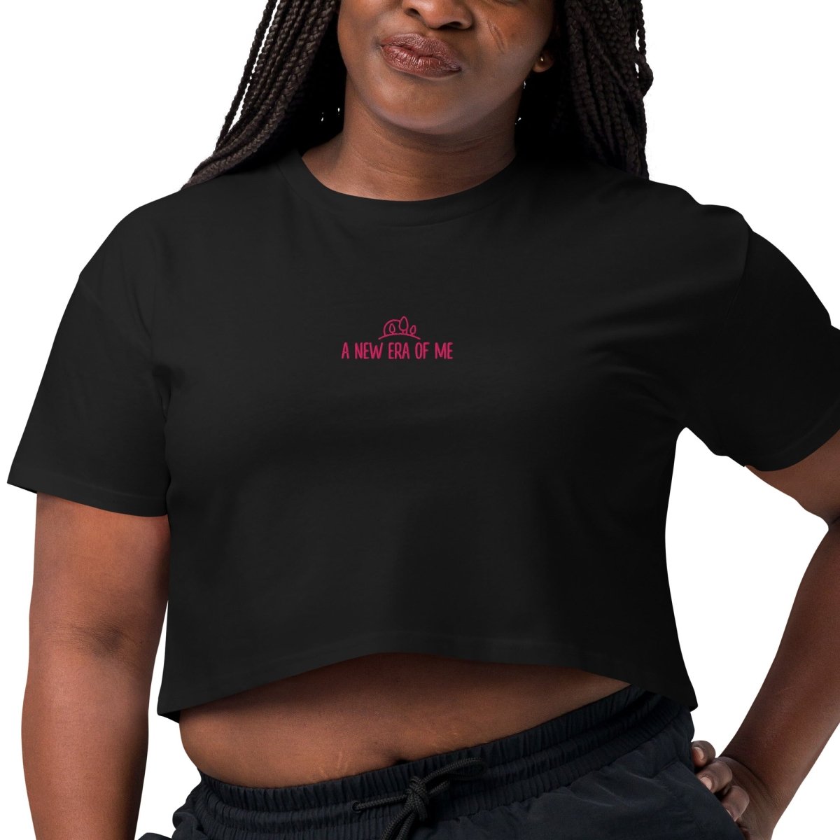 Embroidered Crop Top for Women - Pink Thread Design, Trendy Fashion, Comfortable Fit - Perfect for Summer Outfits, Casual Wear & Street Style