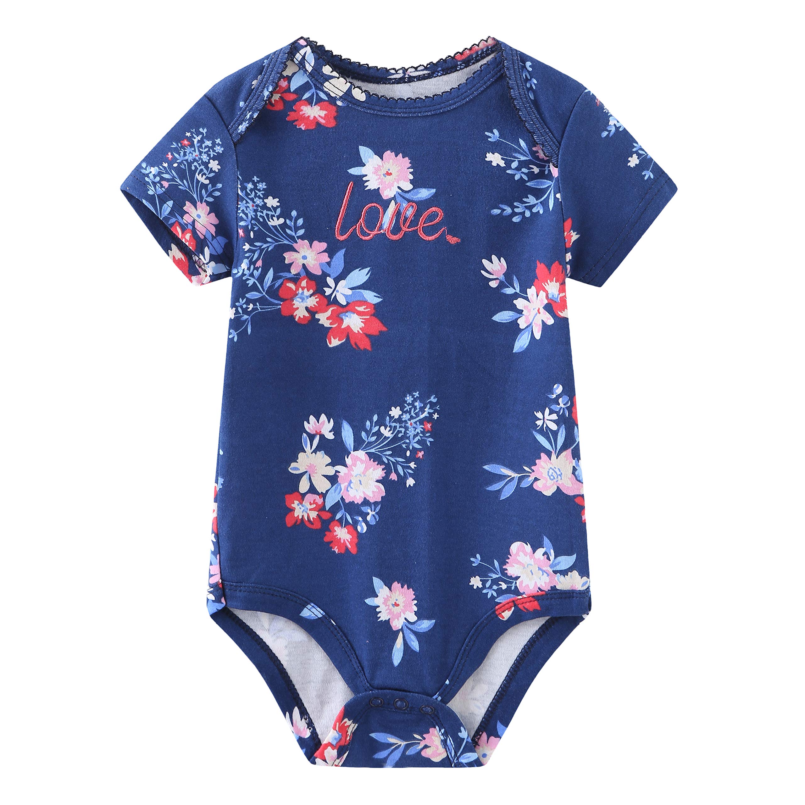 Kiddiezoom Newborn Baby Unisex Cotton Bodysuits 5-Pack - Soft Organic Baby Onesies for Boys & Girls - Perfect Baby Shower Gift & Everyday Comfort Wear