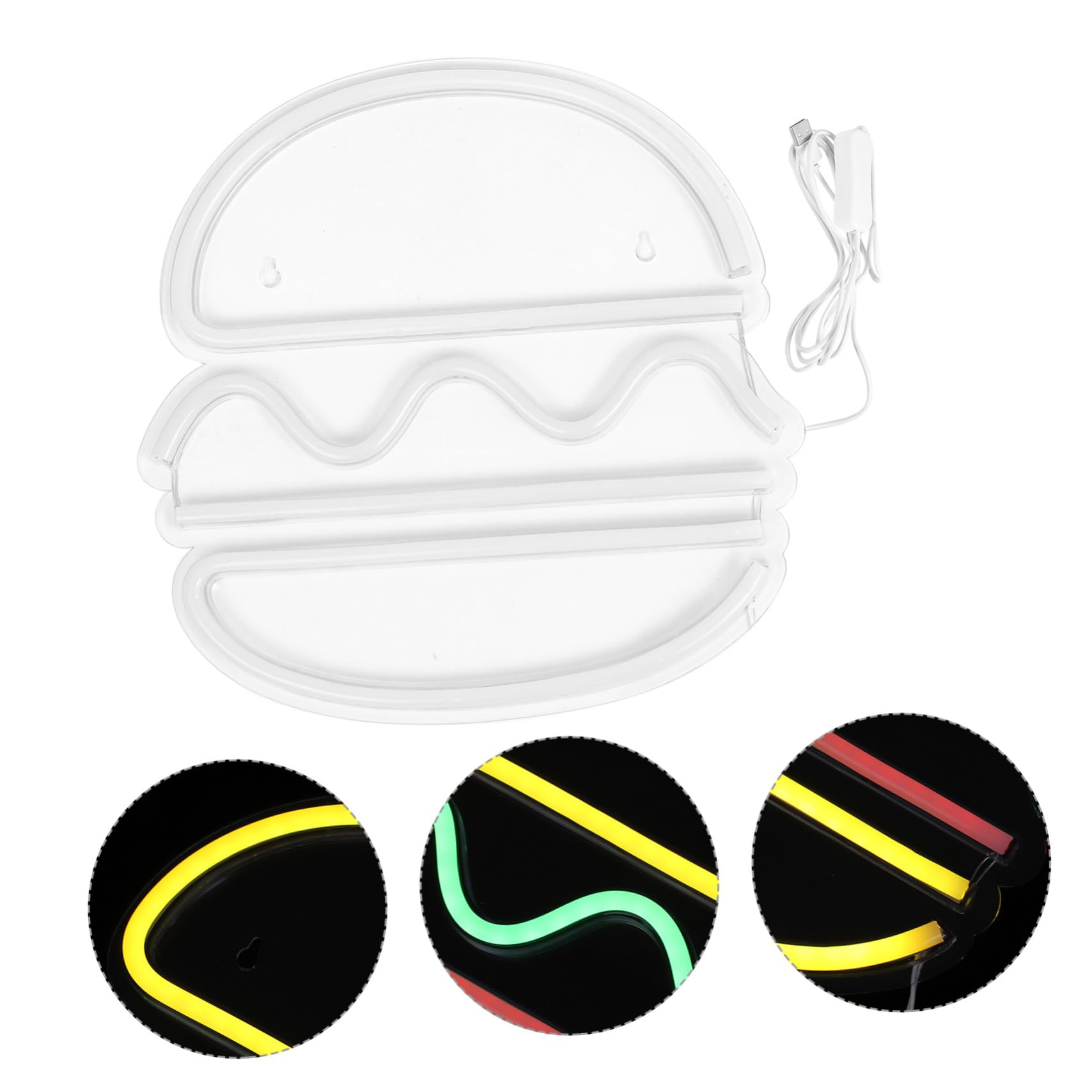 Angoily Neon Night Light - Set of 3 Burger-Shaped LED Lights for Home Decor, Bars & Parties | Creative Room Decor for Girls, Fun Night Celebration Lighting | Perfect for Bedrooms, Game Rooms & Themed Events