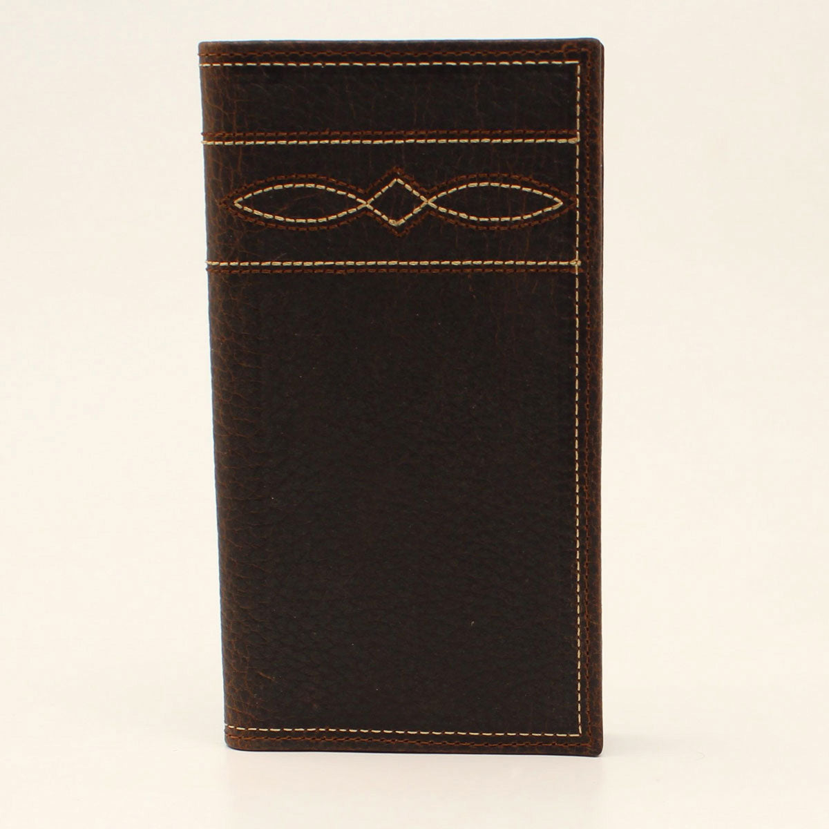 Ariat Men's Boot Stitch Genuine Leather Wallet & Checkbook Cover - Durable Bifold Design for Everyday Carry, Travel, and Western Style Outfits