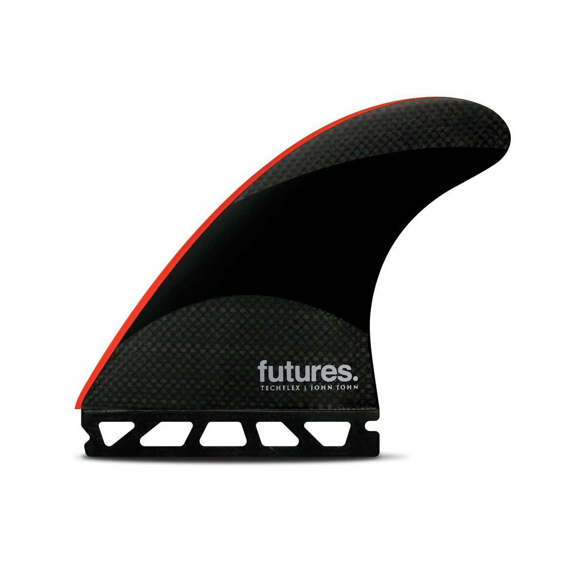 Futures Thruster JJ2 John John Surfboard Fins - Black/Bright Red Techflex for Enhanced Performance | Perfect for Shortboards & High-Speed Surfing