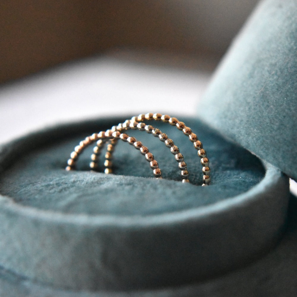 Delicate Gold Bubble Band Stacker Ring - Dainty Stackable Rings for Women - Perfect for Layering, Everyday Wear & Special Occasions