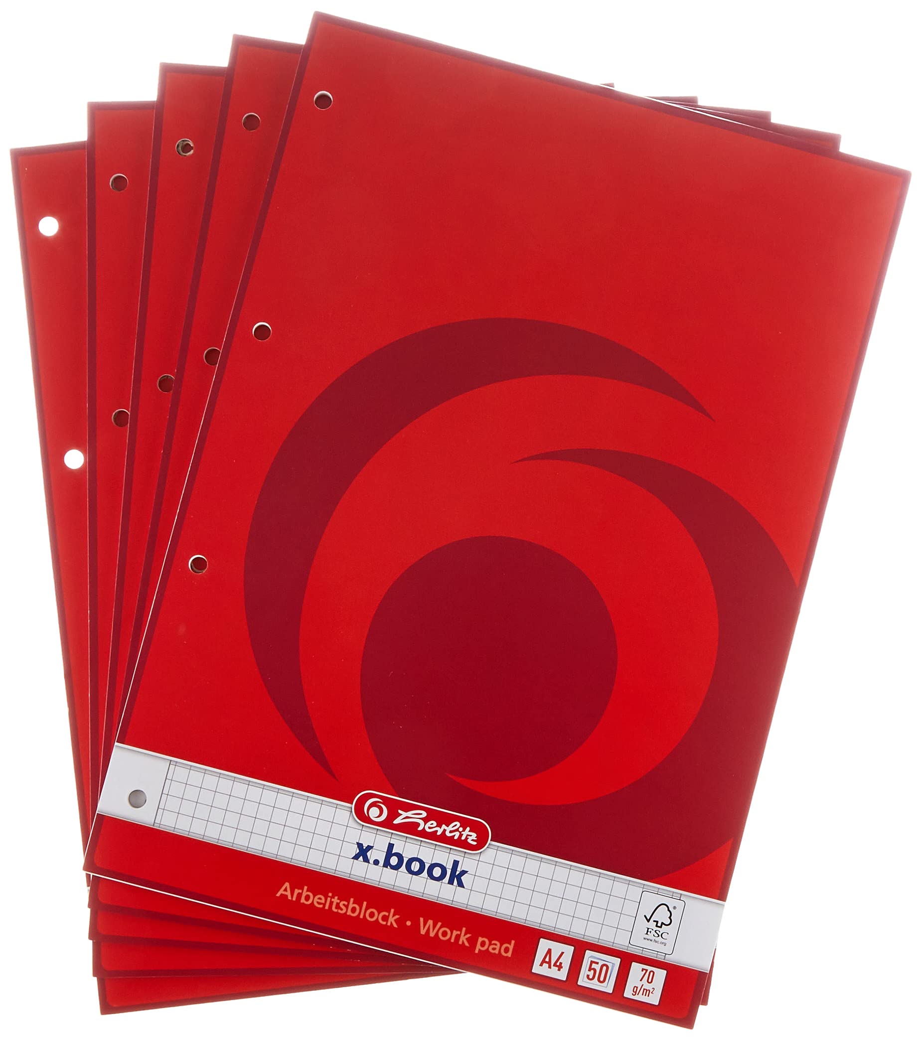 Premium A4 Squared Writing Pads - 50 Sheets per Pad, Pack of 5 - Perfect for School, Office & Home Note Taking, Math Grid Paper for Students & Professionals