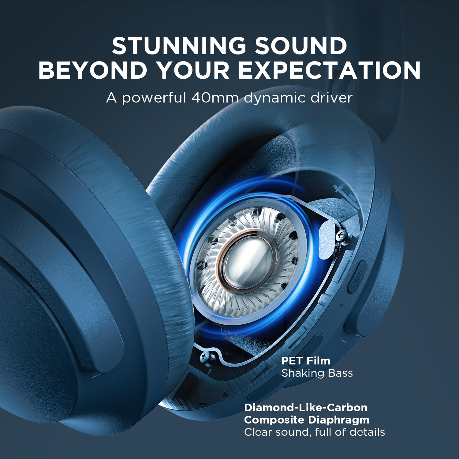 1MORE SonoFlow Active Noise Cancelling Wireless Headphones with LDAC & Hi-Res Audio - 70H Playtime, 5 Mics for Clear Calls, Bluetooth 5.0, Custom EQ via App - Perfect for Travel, Work & Music Lovers (Blue)