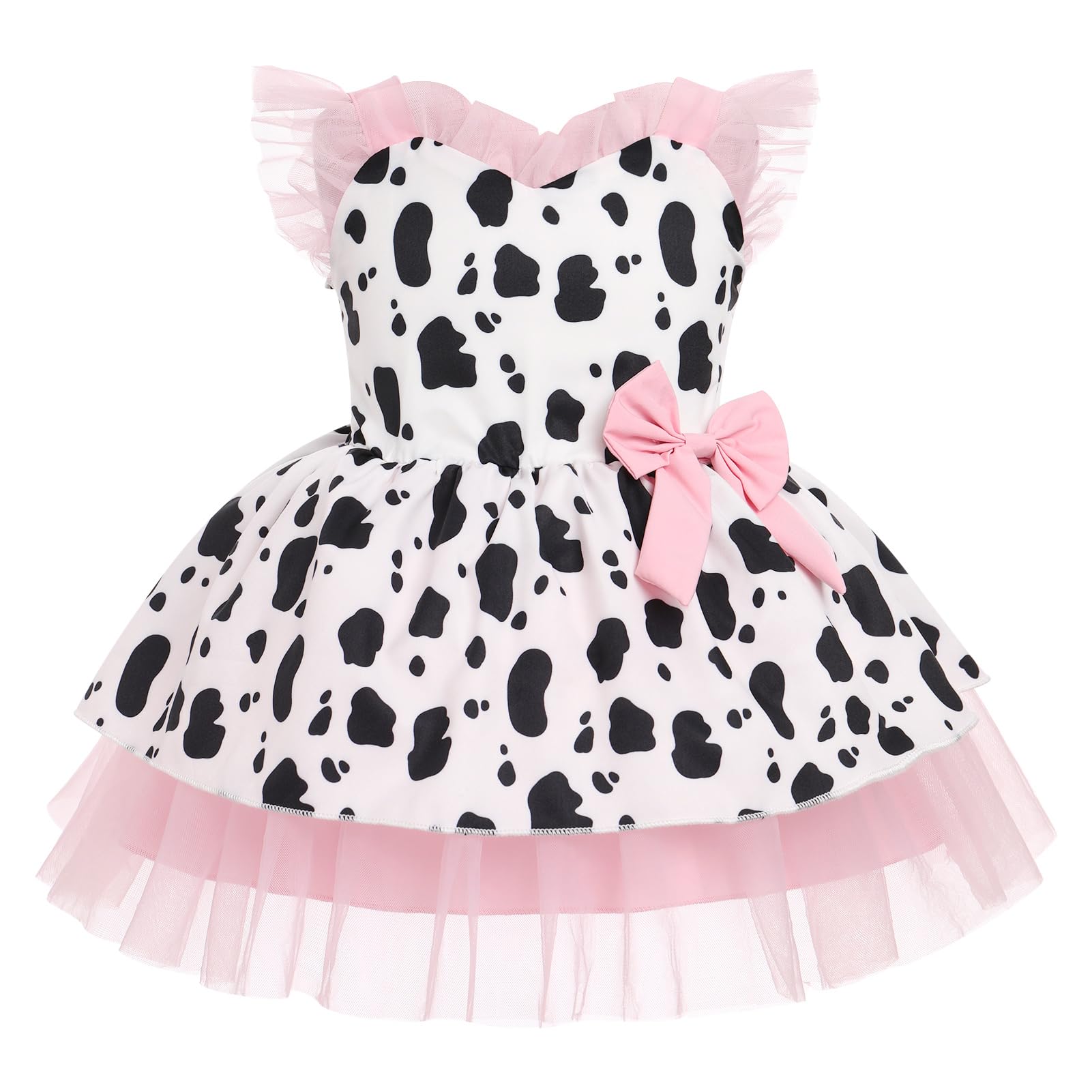 IMEKIS Toddler Girls Birthday Dress - Cow Strawberry Floral Tulle Princess Party Dress for Summer, Cake Smash & Photo Shoot | Perfect for Birthday Parties, Photoshoots & Special Occasions