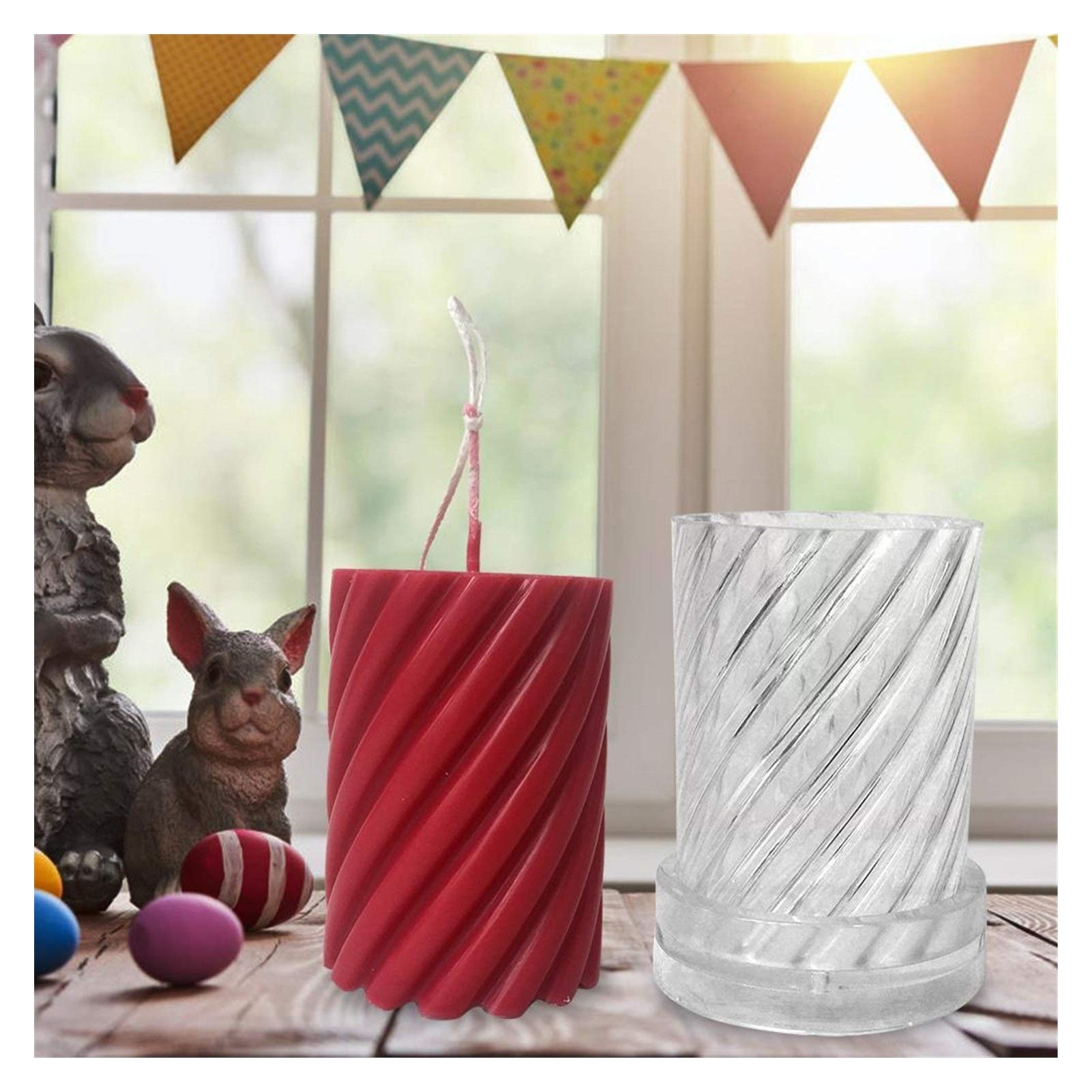 BOJI Plastic Candle Molds for DIY Candle Making - Spiral Pillar Shape Wax Molds for Handmade Candles | Perfect for Home Decor, Wedding Centerpieces & Gift Making
