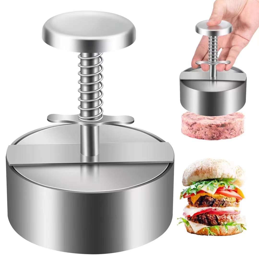 Stainless Steel Adjustable Hamburger Press Patty Maker - Non-Stick Burger Mold for Beef, Vegetables & Cooking | Perfect for BBQ, Home Kitchen & Restaurant Use