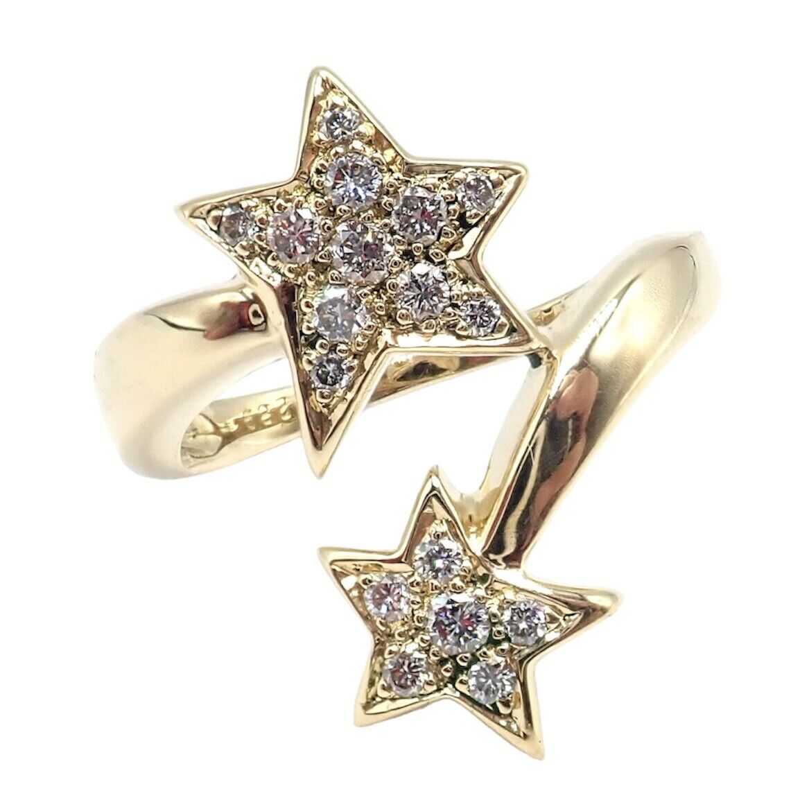 Chanel Comete 18k Yellow Gold Diamond Cocktail Ring Size 6.5 - Luxury Star Design Jewelry for Women, Perfect for Parties, Weddings & Special Occasions