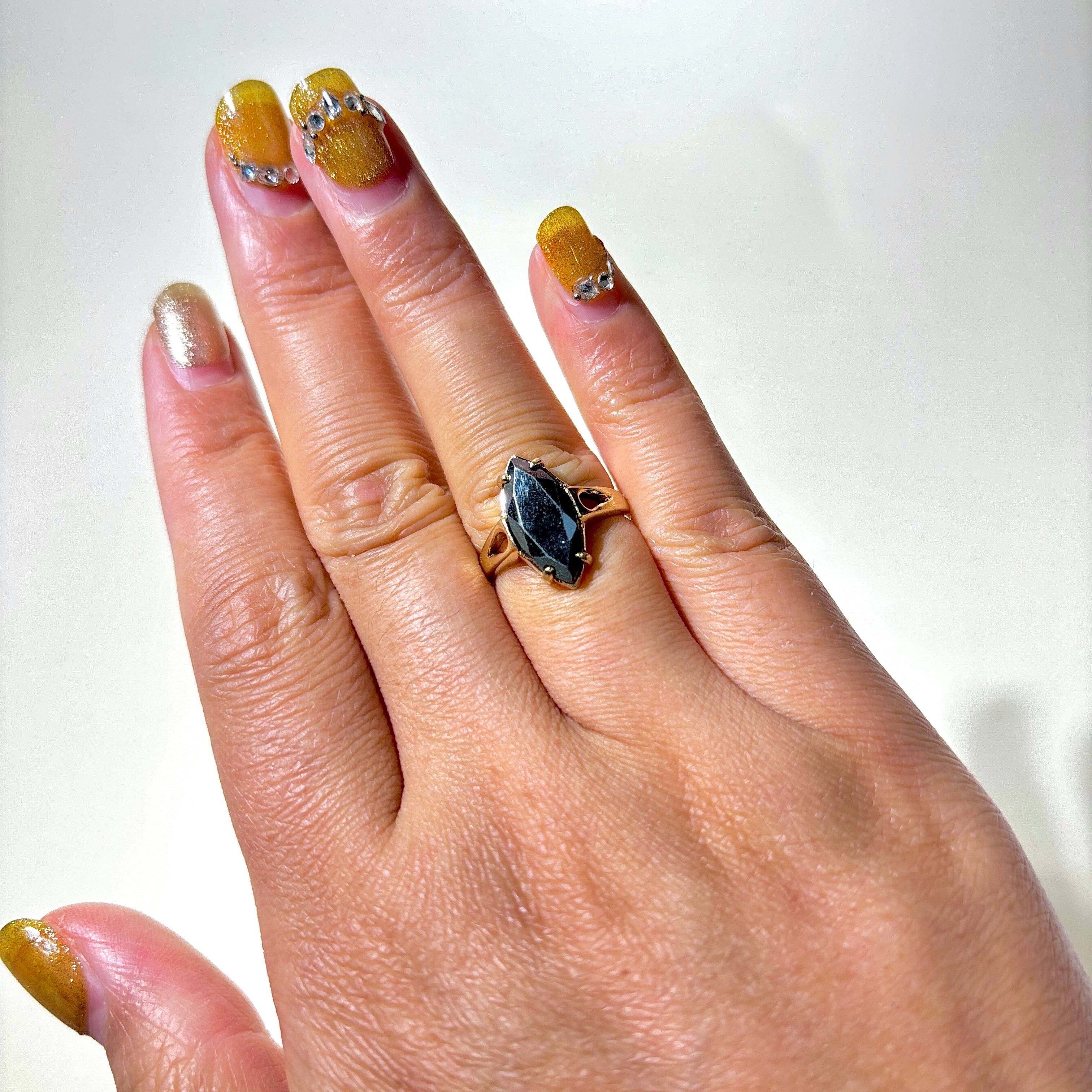 Elegant Marquise Cut Hematite Ring - 2.36 Carat Gemstone Jewelry for Women - Size 5.25 - Perfect for Weddings, Anniversaries & Evening Events