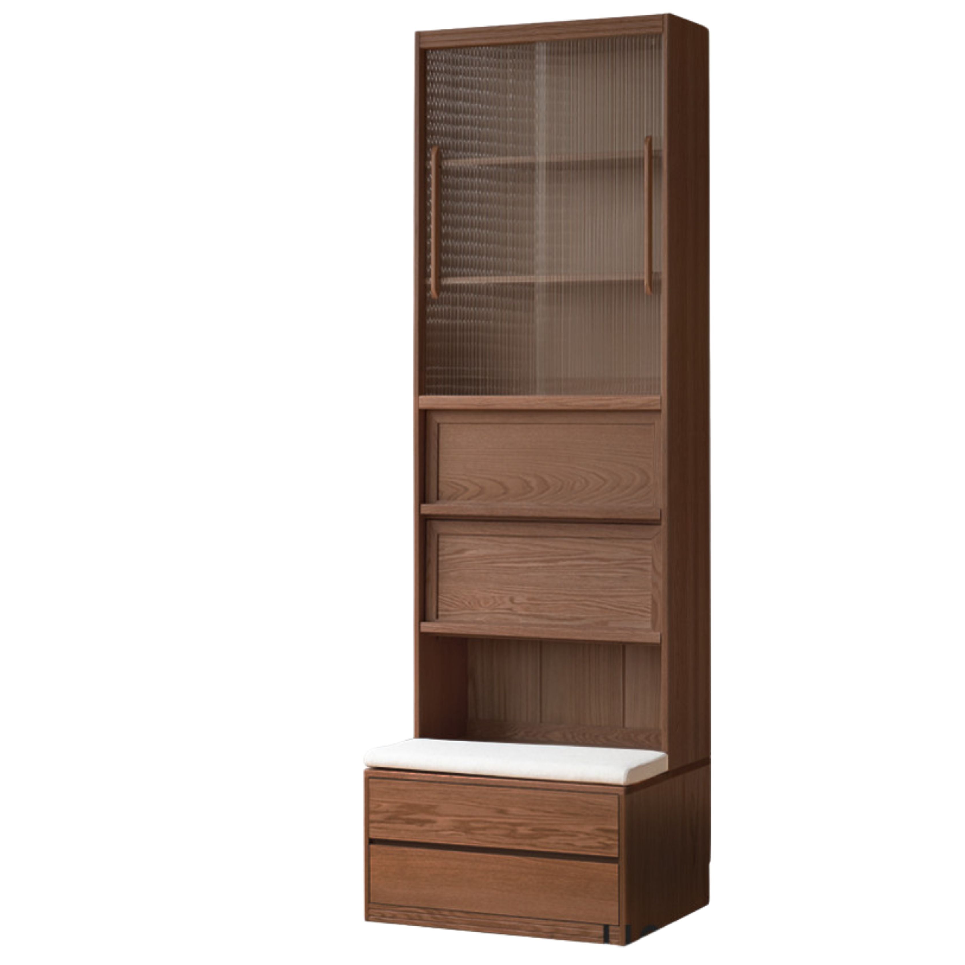 31.5x24.4x98.8 inch / 80x62x251 cm / Walnut color /Oak bookcase flip door