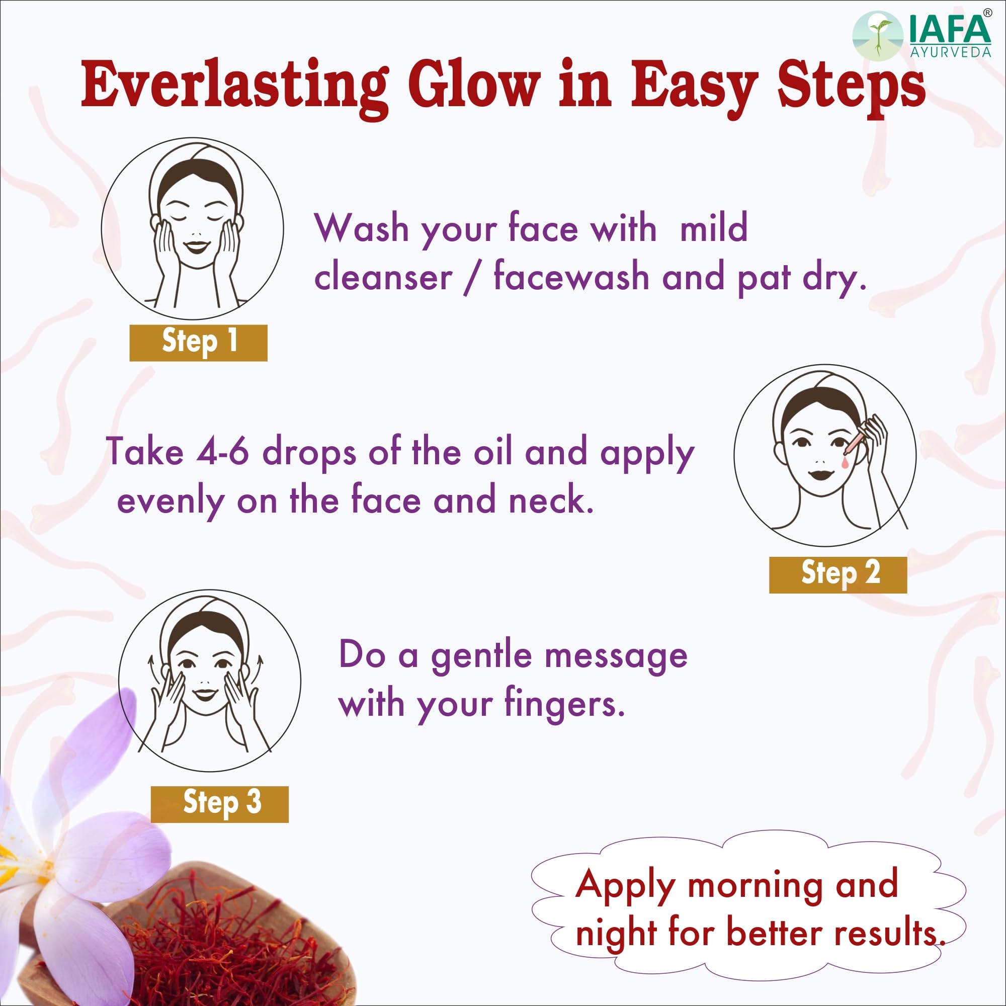 IAFA 100% Pure Kumkumadi Tailam 30ml - Natural Face Oil with Kashmiri Saffron, Lotus & Sandalwood for Skin Brightening & Anti-Aging | Reduces Acne, Dark Spots, Pigmentation & Wrinkles | Herbal Glow Serum with 26 Ayurvedic Ingredients | Perfect for Daily Skincare Routine & Nighttime Rejuvenation