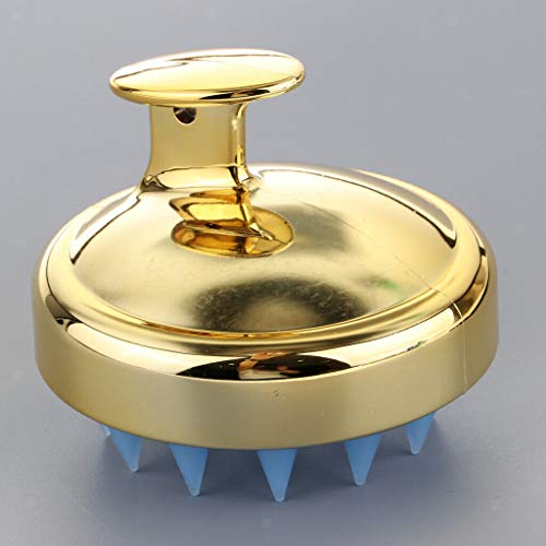 Premium Silicone Scalp Massage Brush for Hair Care - Gentle Shampoo & Washing Massager with Soft Bristles - Perfect for Relaxing Head Massage & Scalp Stimulation (Gold)
