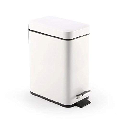 BSYF 5L Stainless Steel Step Trash Can with Lid - White | Modern Pedal Kitchen Garbage Bin for Home, Office & Bathroom | Odor-Proof & Hands-Free Design