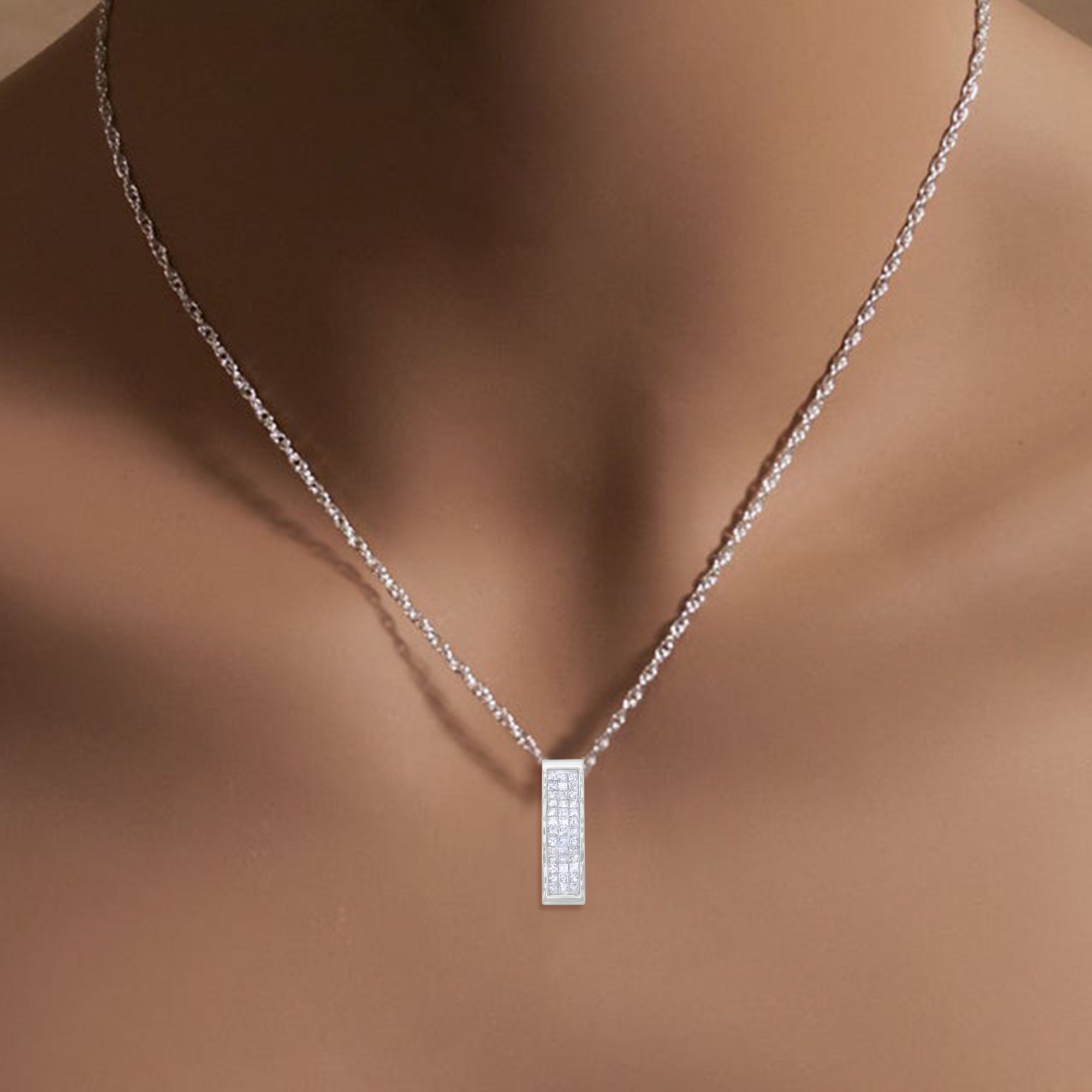 0.50cttw Princess Cut Diamond Necklace in 14k Yellow Gold - Elegant Jewelry Gift for Women, Perfect for Weddings, Anniversaries & Special Occasions