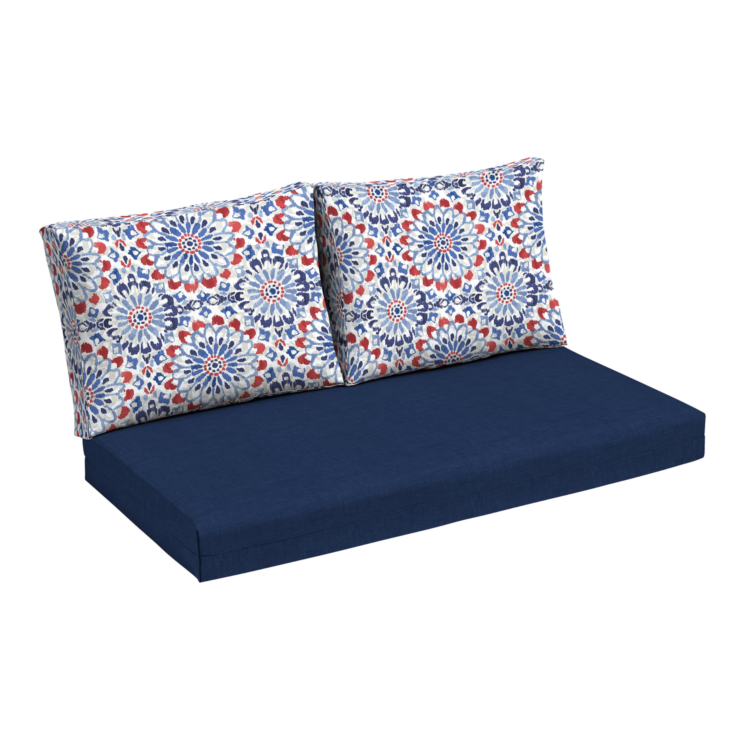 Arden Outdoor Loveseat Cushion Set 48x24 Inch - Waterproof & Fade Resistant Patio Cushions for Sofa, Bench, Swing - Clark Blue - Perfect for Backyard, Deck & Garden Furniture