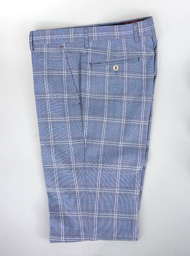 Cavani Galante Men's Blue Check Slim Fit Prom Suit - Formal Wedding, Dinner Party & Special Occasion Outfit