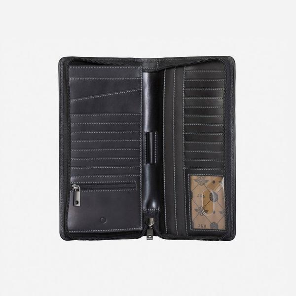 Jekyll & Hide Texas Large Zip Around Travel & Passport Organizer Wallet - Black | RFID Blocking for Secure Travel Documents | Perfect for Airports, Business Trips & Vacations