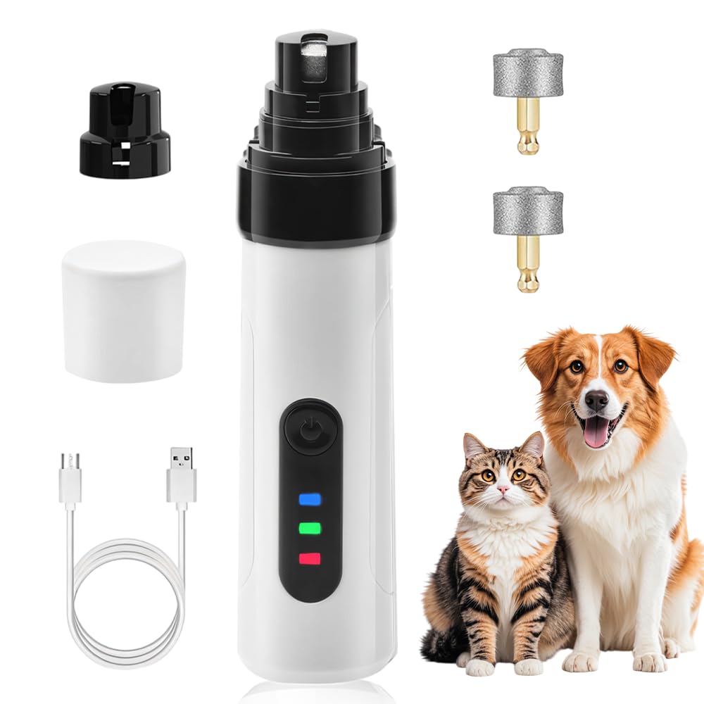 Heusom Silent Groom Pro Nail Grinder for Dogs & Cats - Rechargeable USB Pet Nail Trimmer with Low Noise Design - Safe & Gentle Paws Grooming Tool for Puppies & Adult Pets - Perfect for Home Grooming & Professional Use (1 Set)