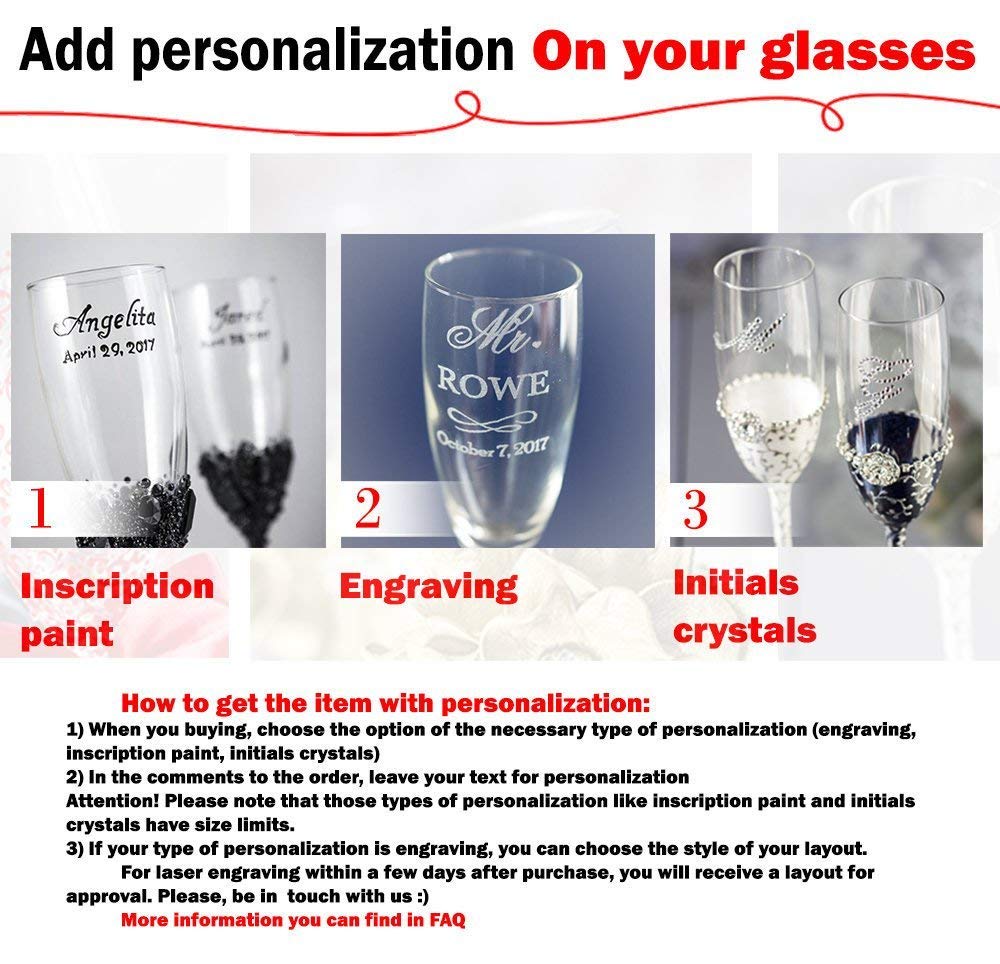 Personalized Gold Wedding Toasting Flutes - Engraved Champagne Glasses for Bride and Groom - Elegant Ivory Wedding Flutes Set of 2 - Perfect for Wedding Ceremony, Anniversary & Romantic Celebrations