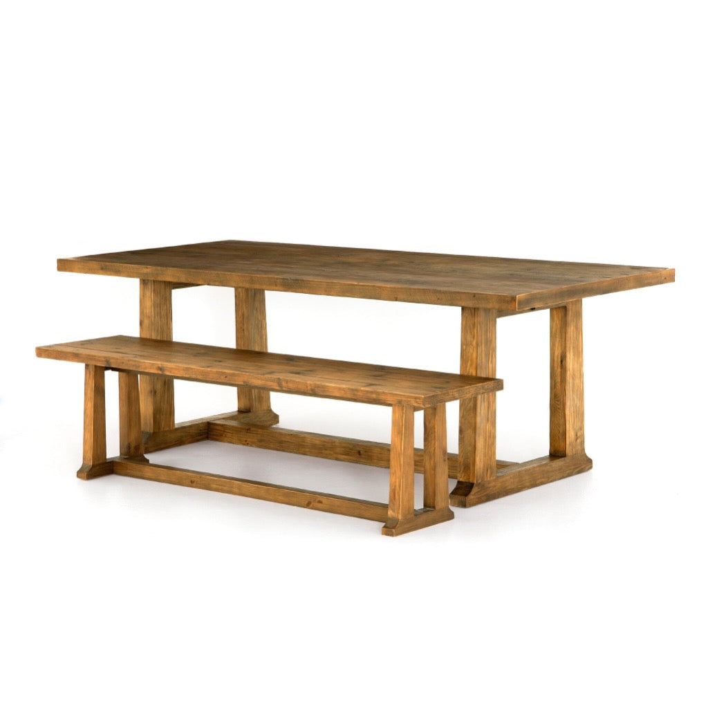 Premium Otto Dining Table - Solid Honey Pine Wood - Perfect for Farmhouse, Rustic & Modern Dining Rooms