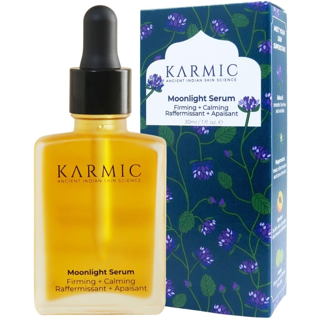 Karmic Skin Anti-Aging Face Serum with Bakuchiol & Vitamin C | Wrinkle Treatment, Dark Spot Corrector, Hyperpigmentation Night Cream | Natural Retinol Alternative | Hydrating Collagen Boosting Facial Oil | Perfect for Nighttime Skincare Routine & Anti-Aging Regimen