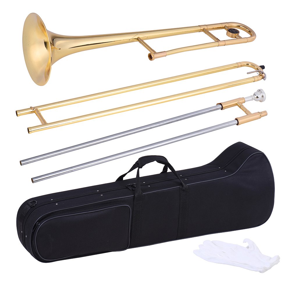 Professional Bb Trumpet Alto Trombone Brass Instrument - Silver Finish with Cupronickel Mouthpiece, Cleaning Stick & Protective Case | Perfect for School Bands, Jazz Ensembles & Beginner Musicians