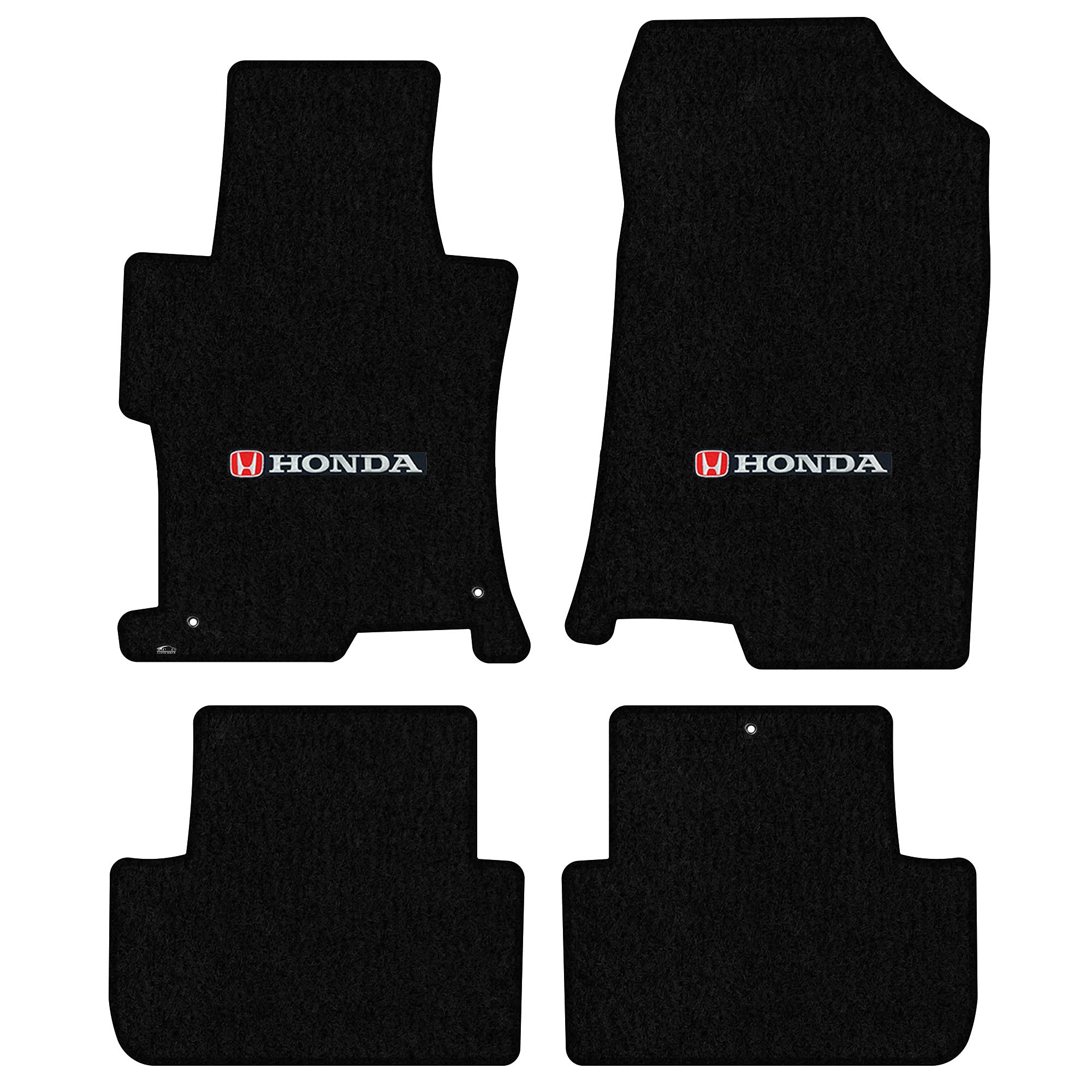 Premium Custom-Fit Carpeted Floor Mats for Honda Accord 2008-2012 - Luxury Car Floor Liners with Silver & Red Honda Logo (Black, 4-Piece Set) - Perfect for Daily Commuting, Road Trips, and Vehicle Protection