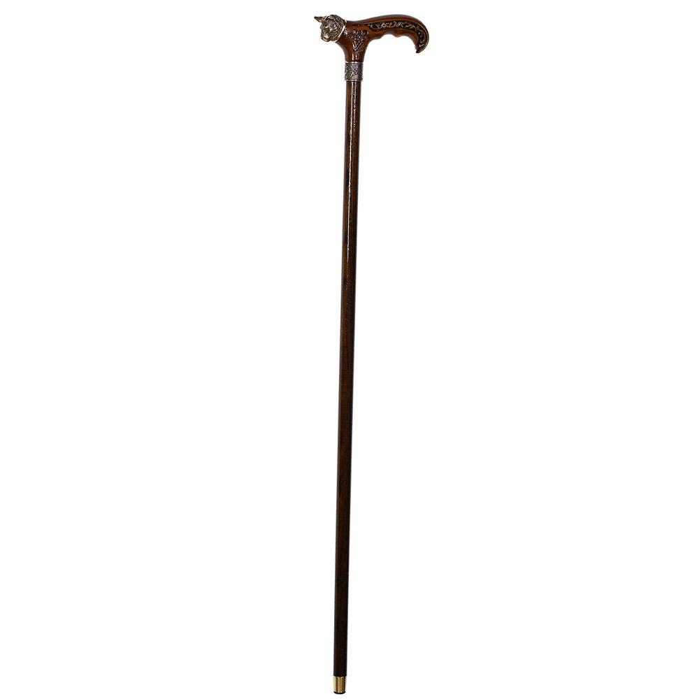 Handcarved Mystical Cat Walking Cane - Elegant Bronze Cat Head with Adjustable Collar - Perfect for Cosplay, Costume Parties, and Unique Fashion Accessories