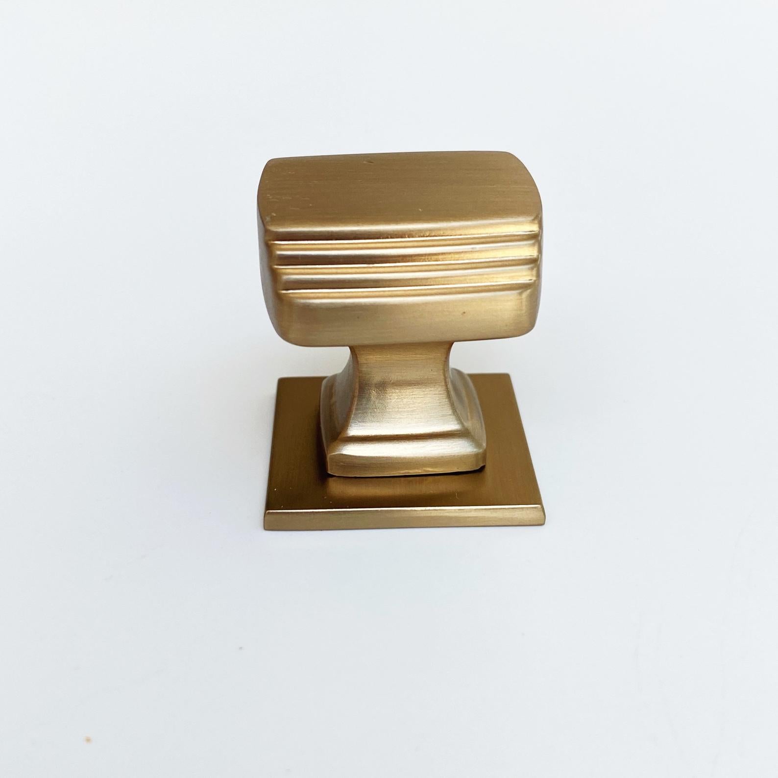 Vintage Champagne Bronze Square Art Deco Cabinet Knob with Backplate - Elegant Hardware for Kitchen Cabinets, Dressers & Furniture Restoration