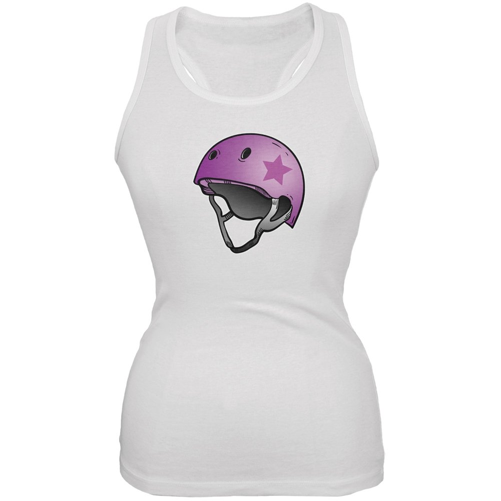 Pop Star Roller Derby Helmet - White Junior Soft Tank Top for Girls - Perfect for Roller Skating, Derby Games & Outdoor Sports