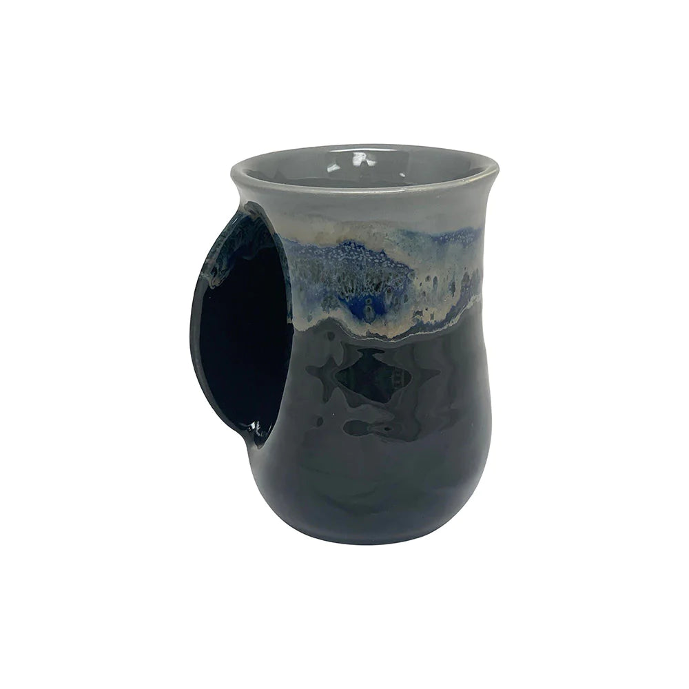 Clay in Motion Handwarmer Mug for Left-Handed Users - Stormy Night Design (#20SN) | Perfect for Coffee, Tea & Hot Drinks at Home, Office or Outdoor Activities