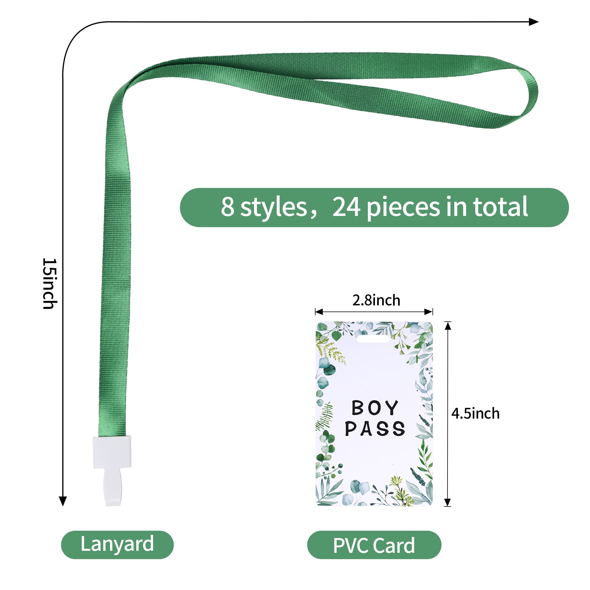 48pc Eucalyptus Hall Pass Lanyards Set for School - Nurse, Restroom, Office, Library Accessories