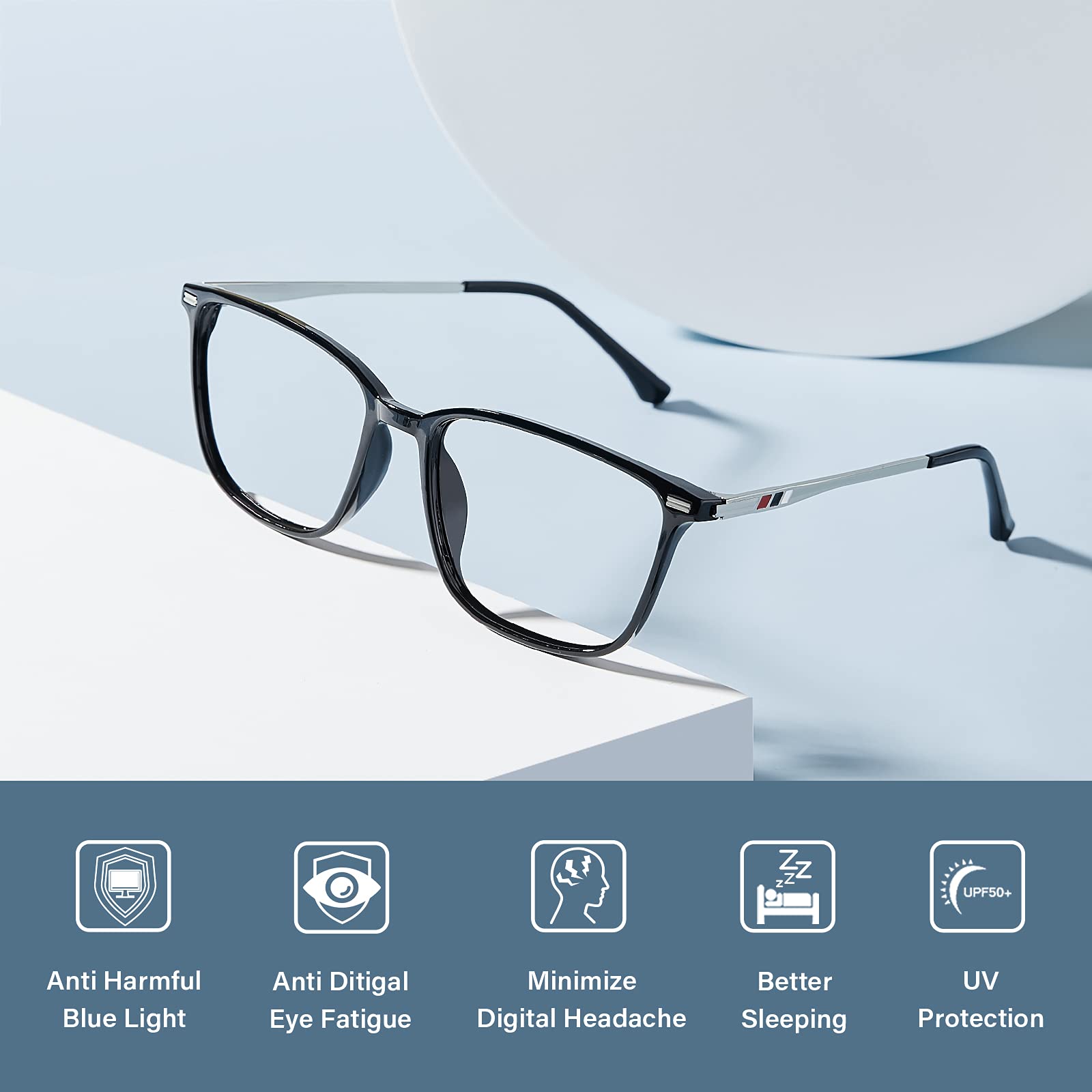 Cyxus Blue Light Blocking Glasses for Men & Women - Computer Gaming Glasses with TR90 Frame, Anti-Eyestrain, UV400 Protection (Black/White) - Perfect for Office Work, Online Classes & Late-Night Screen Use