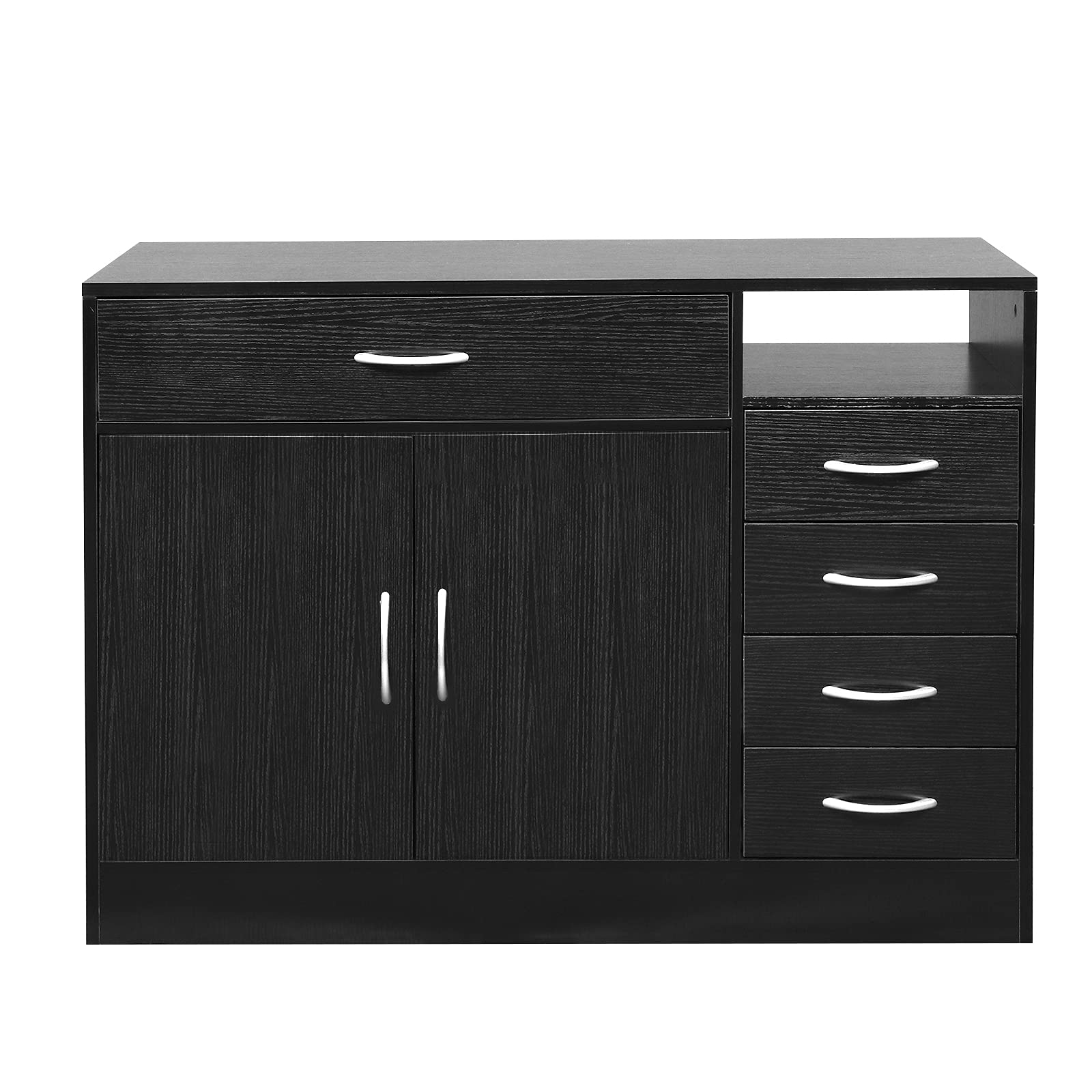 Professional Wooden Salon Storage Cabinet for Hair Styling & Spa Equipment - Large Capacity Beauty Station Organizer with Drawers | Perfect for Barber Shops, Home Salons & Bathroom Storage (Black)