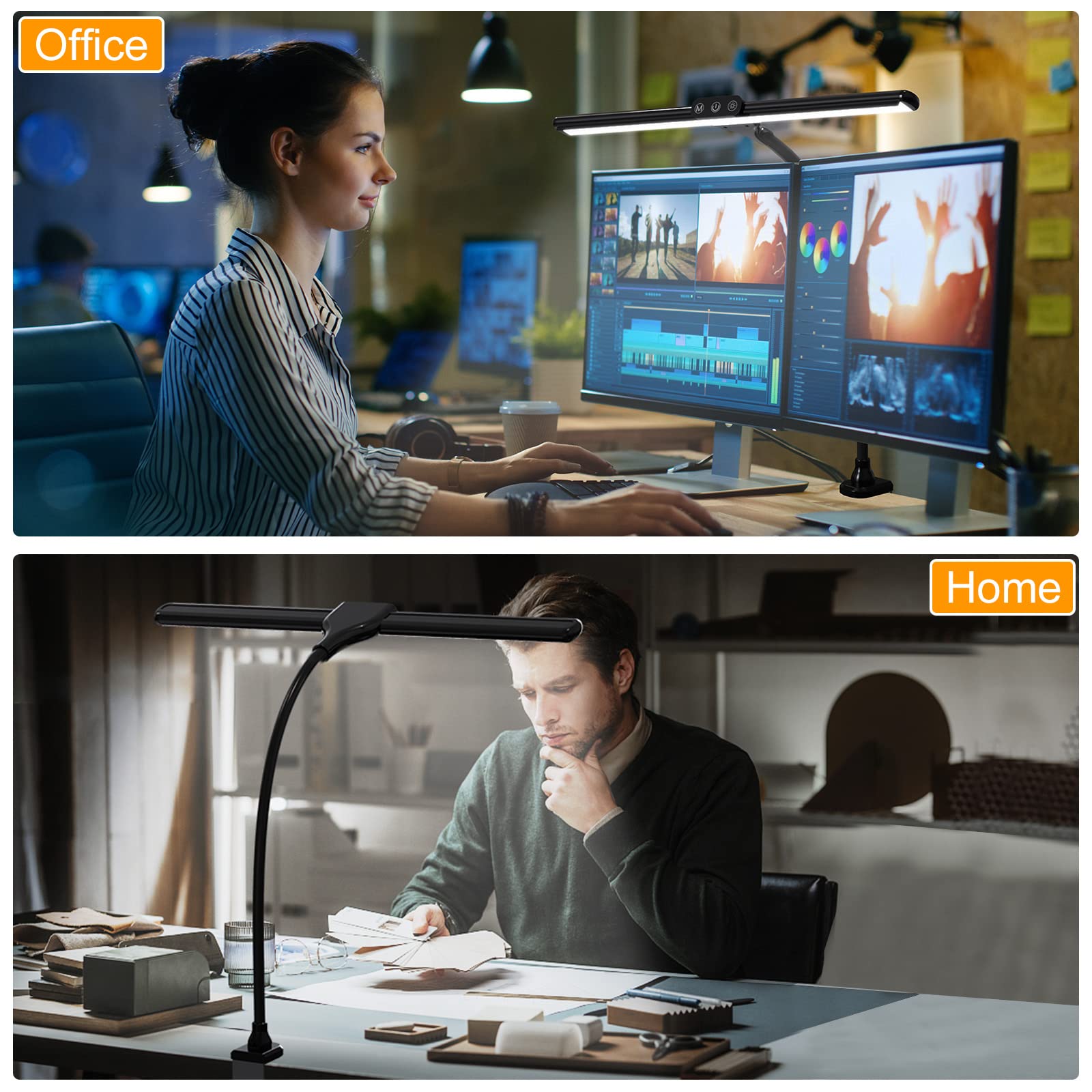 **25 Lighting Modes 9W Touch Control LED Desk Lamp with Clamp - Adjustable Gooseneck Eye-Caring Table Light for Home Office, Study, Reading, Workbench & Drafting (Black) - Perfect for Night Work, Dorm Rooms & Crafting**