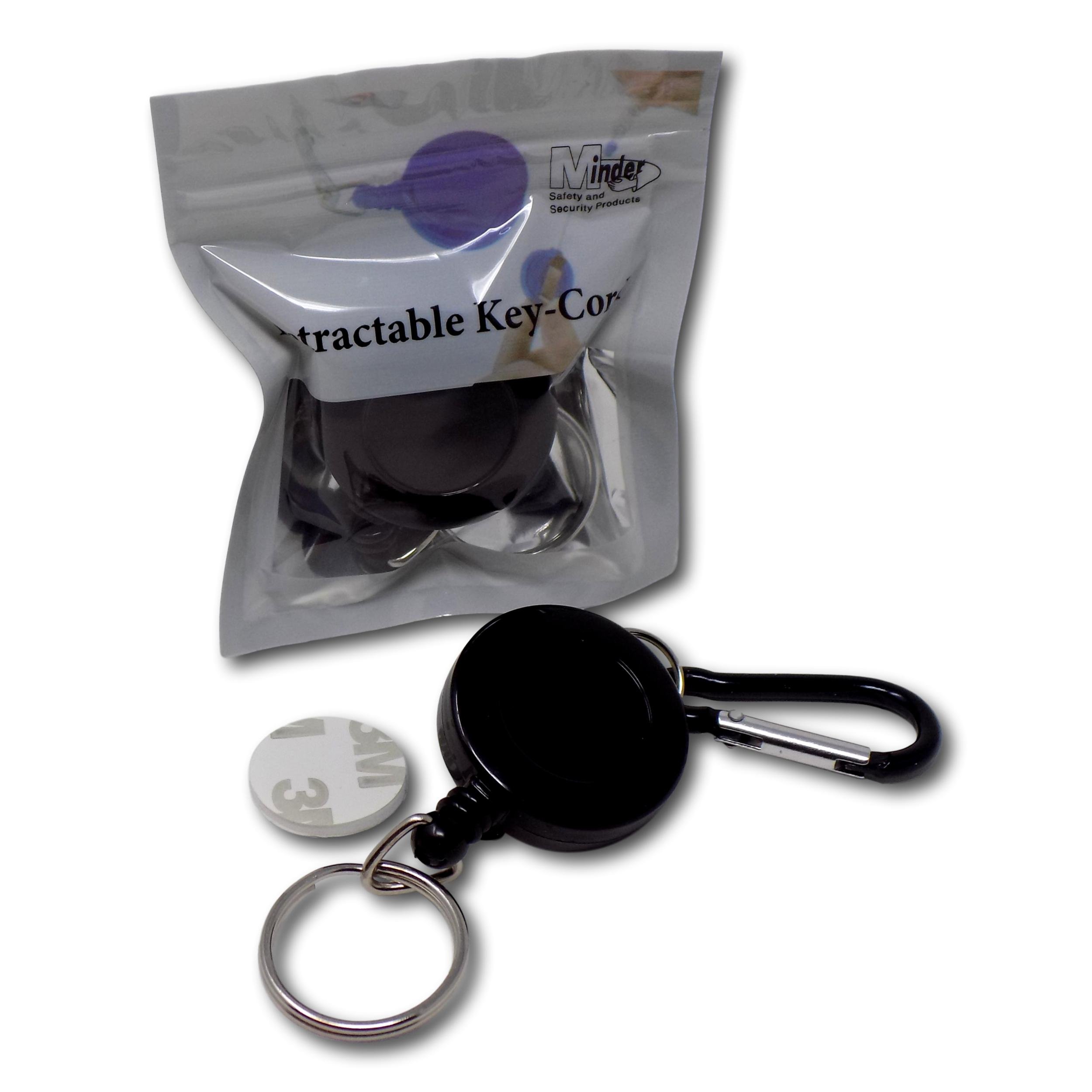 Retractable Reel Keychain with Carabiner Clip - 3M Sticky Pad Included for Secure Mounting | Perfect for Keys, ID Badges, Ski Passes & Work Security Cards | Durable Belt Clip for Easy Access
