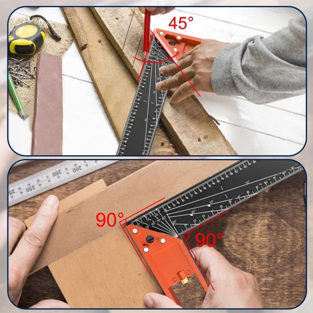 2025 Upgraded Multi-Angle Measuring Ruler - Professional Precision Measuring Tool with 45/90 Degree Angles, Universal Combination Angle Gauge for Woodworking, Metalworking & DIY Projects | Perfect for Accurate Measurements, Engineering Drawings & Crafting