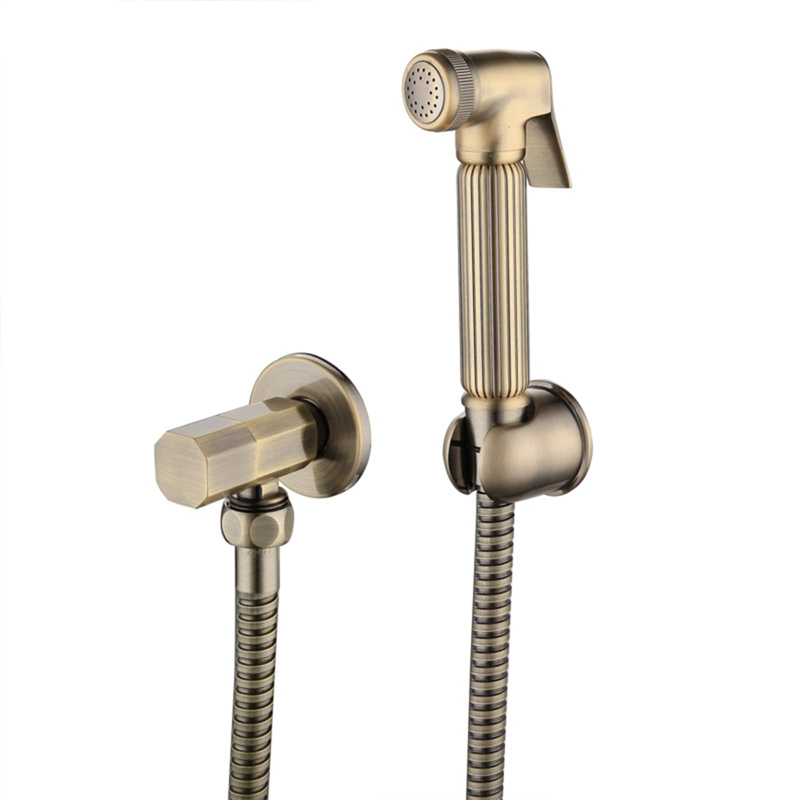 Portable Handheld Bidet Sprayer for Toilet - Brushed Brass Diaper Sprayer with Hose & Bracket - Easy Install for Feminine Wash & Baby Cloth Cleaning | Perfect for Bathroom Hygiene & Postpartum Care