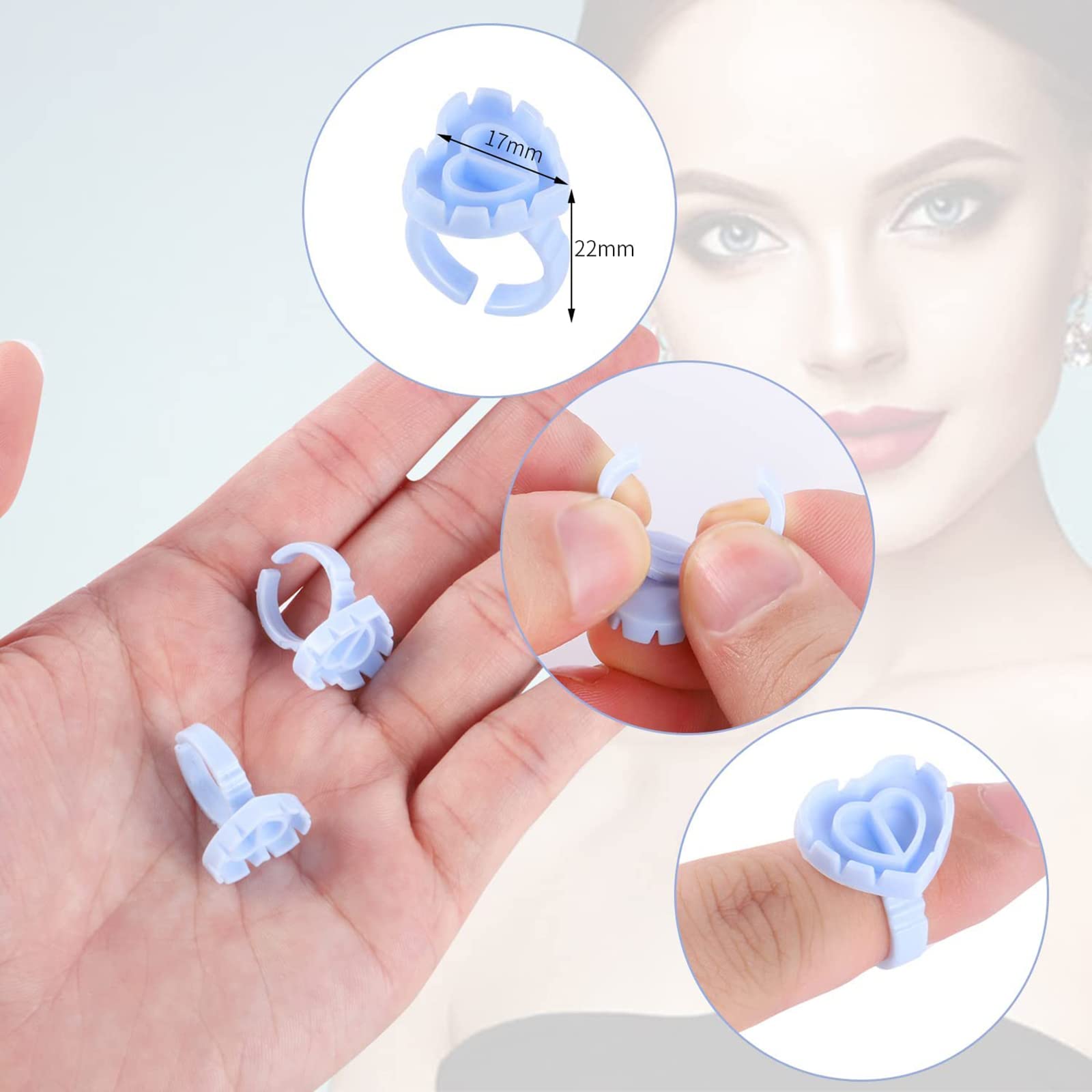 300Pcs Heart-Shaped Lash Glue Rings for Eyelash Extensions - Adhesive Holders for Lash Fan Blossom, Microblading & Nail Art | Perfect for Professional Makeup Artists & DIY Beauty Enthusiasts
