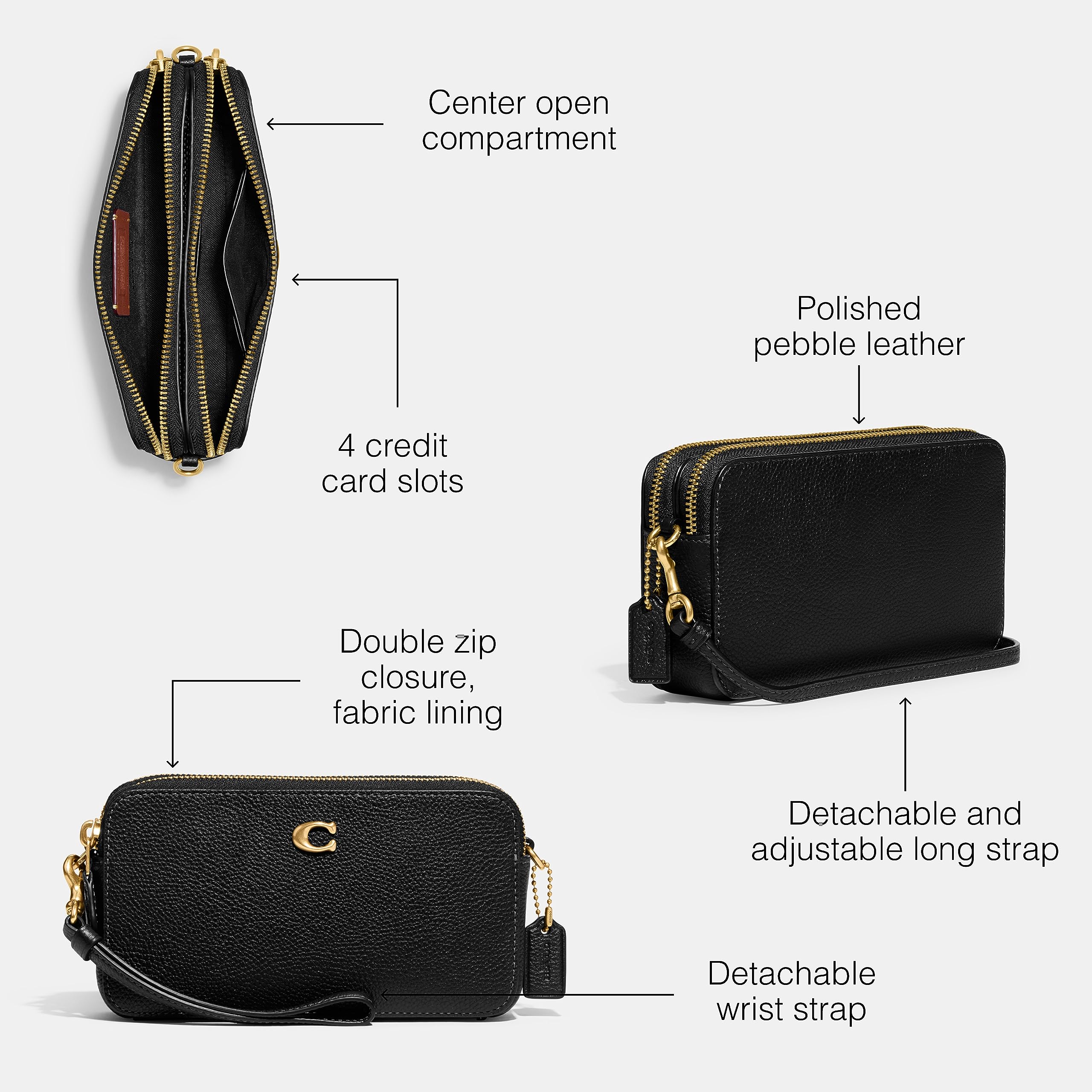 Coach Polished Pebble Leather Kira Crossbody Bag for Women | Stylish Shoulder Purse with Adjustable Strap | Perfect for Work, Travel & Everyday Use