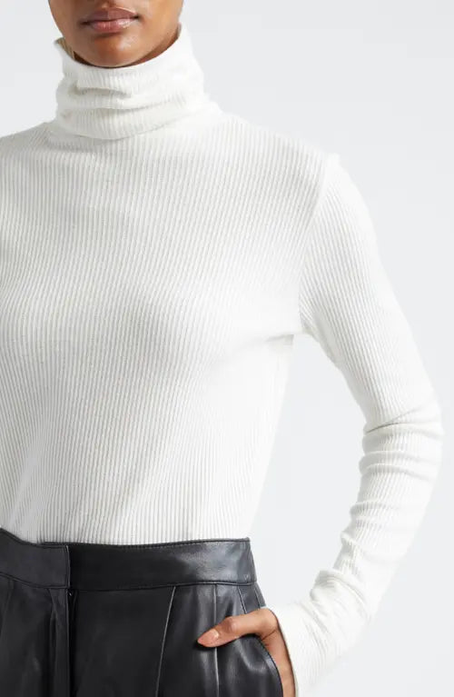 Ananda Women's Long Sleeve Turtleneck Sweater - Ivory - Soft Winter Knit Pullover for Office, Date Night & Casual Outfits