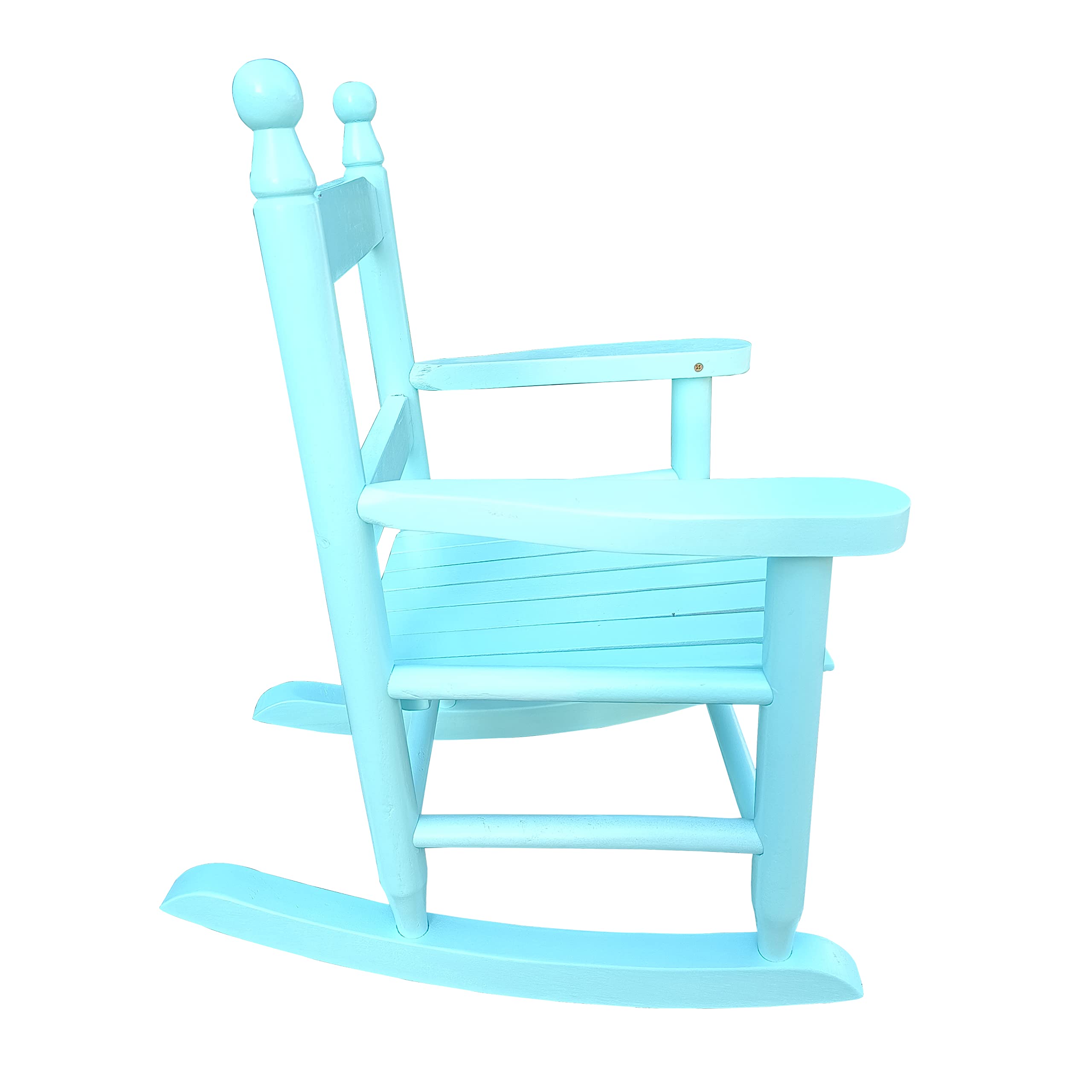 Goujxcy Kids Rocking Chair - Wooden Classic Rocker for Children & Toddlers - Indoor/Outdoor Nursery, Bedroom, Living Room, Porch, Balcony - Light Blue Rocking Seat for Relaxation & Playtime