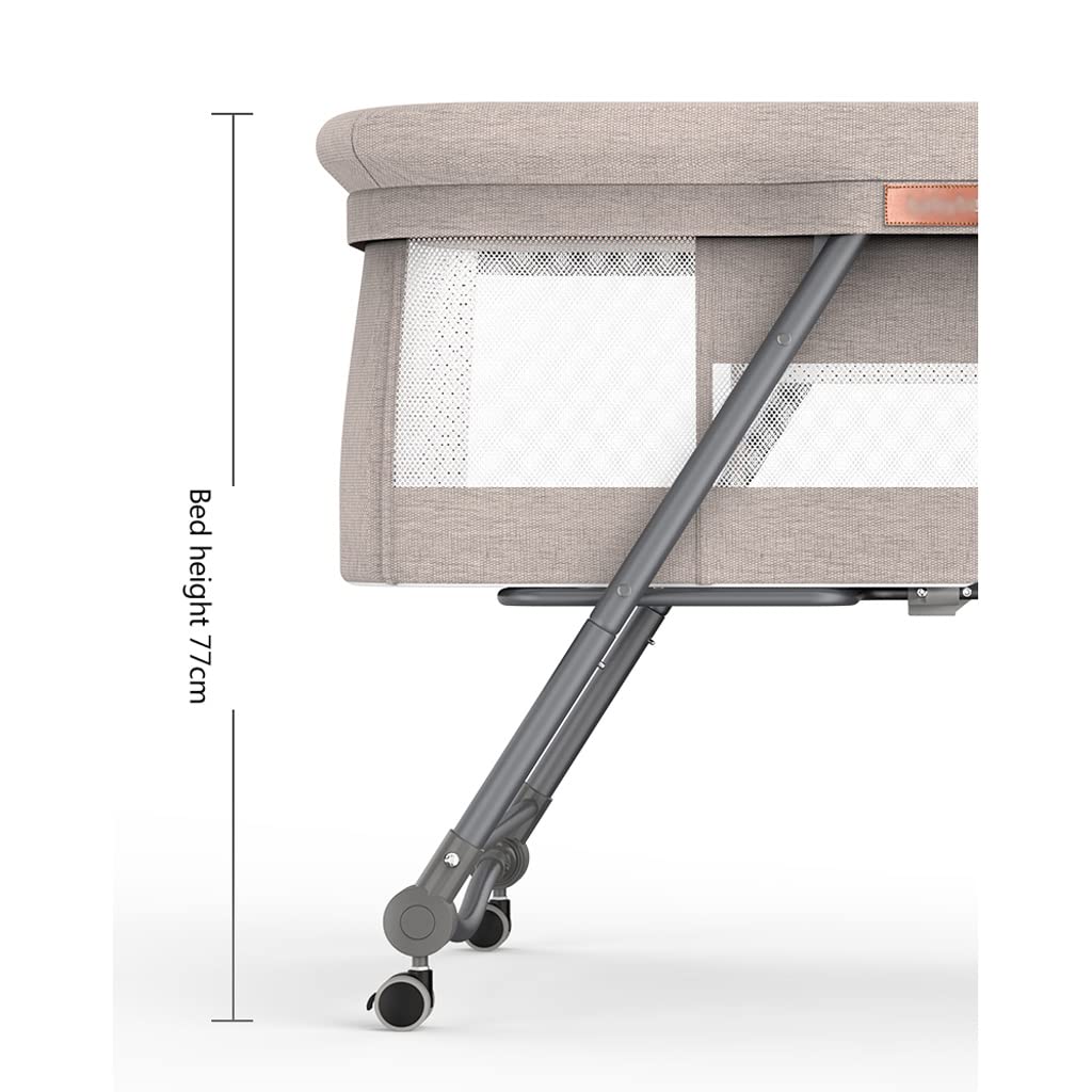 Portable Toddler Bed with Storage Basket & Wheels - Foldable Co-Sleeper Crib Bassinet with Aviation Aluminum Alloy Frame, Lift & Cradle Function, Green | Perfect for Nursery, Travel & Small Spaces